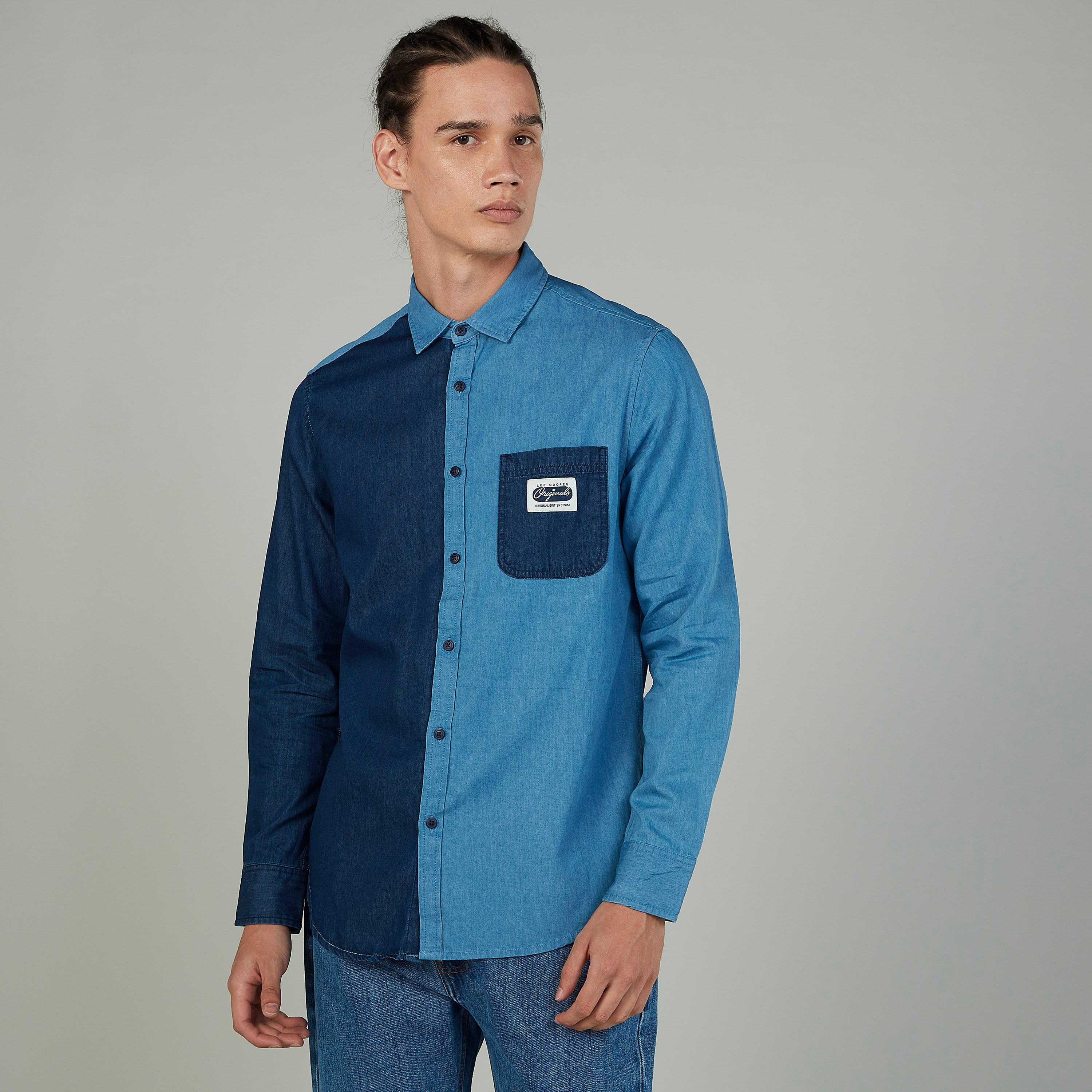 Lee Cooper Cut and Sew Shirt with Long Sleeves and Chest Pocket-men-clothing-shirts-image-1