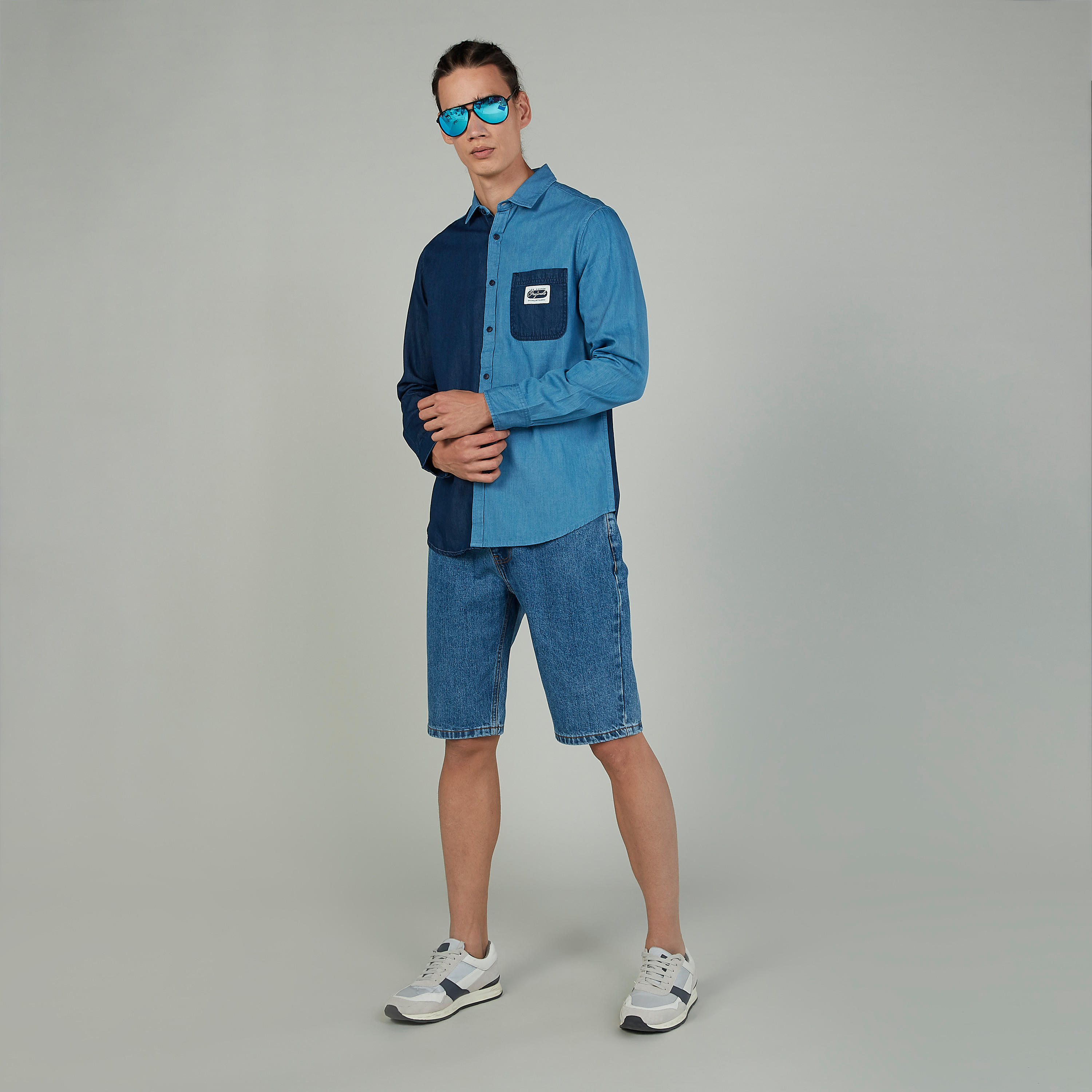 Lee Cooper Cut and Sew Shirt with Long Sleeves and Chest Pocket-men-clothing-shirts-image-2