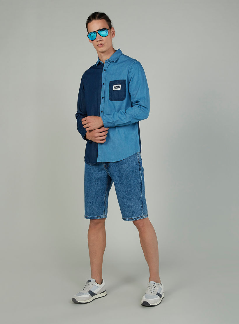 Lee Cooper Cut and Sew Shirt with Long Sleeves and Chest Pocket-men-clothing-shirts-image-2