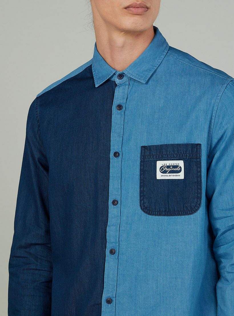 Lee Cooper Cut and Sew Shirt with Long Sleeves and Chest Pocket-men-clothing-shirts-image-3