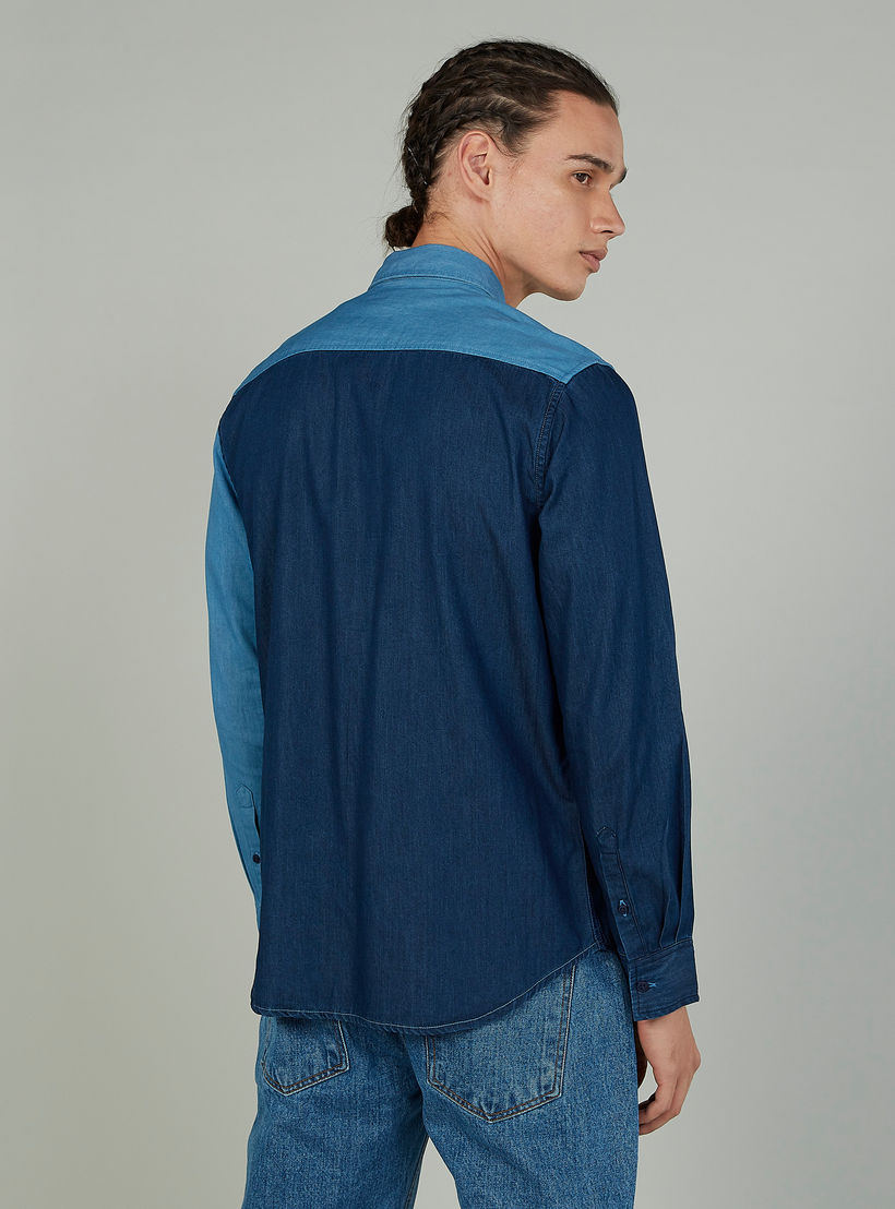 Lee Cooper Cut and Sew Shirt with Long Sleeves and Chest Pocket-men-clothing-shirts-image-4