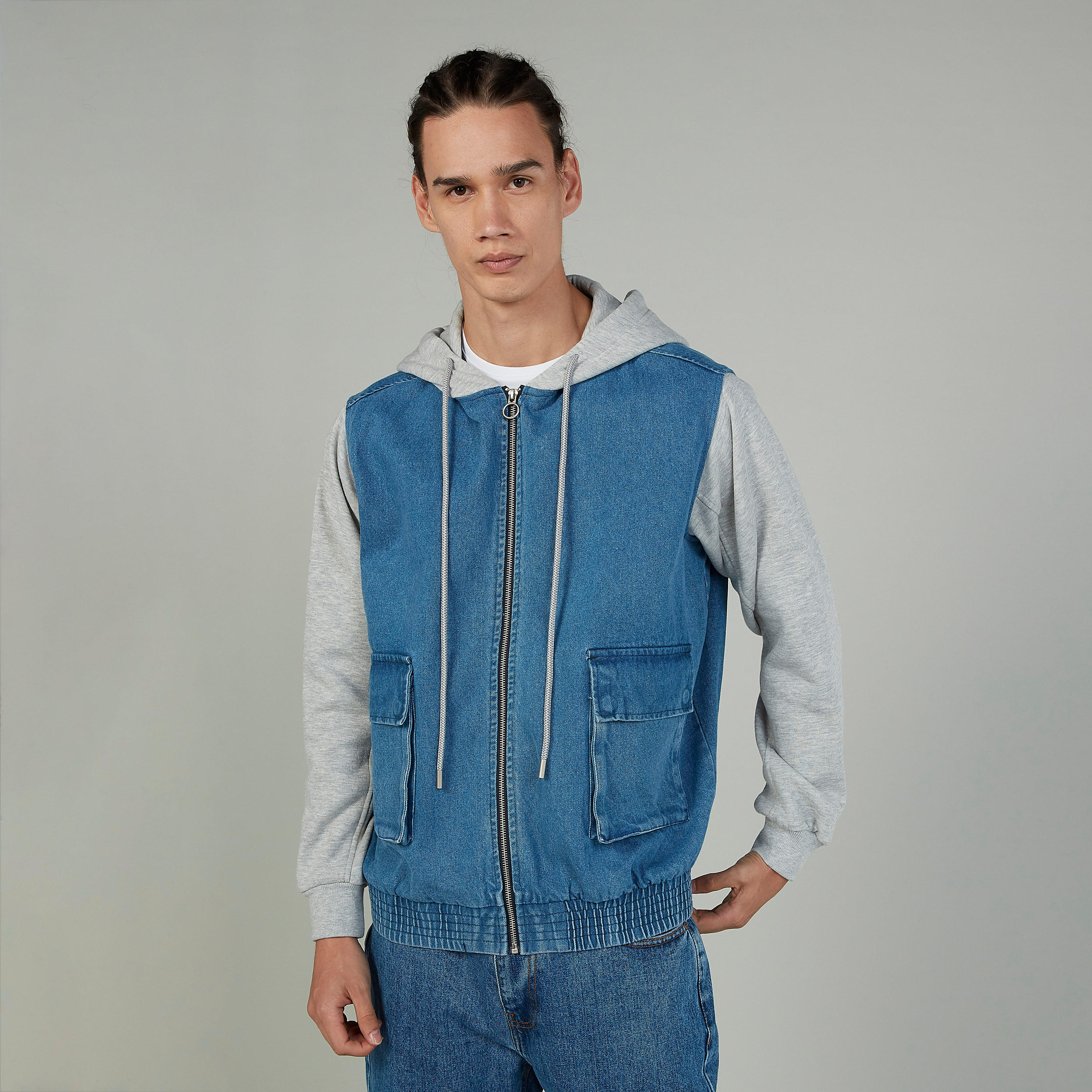 جاكيت دينم بأكمام طويلة وقبّعة من لي كوبر-men-clothing-jacketsandblazers-jackets-image-1