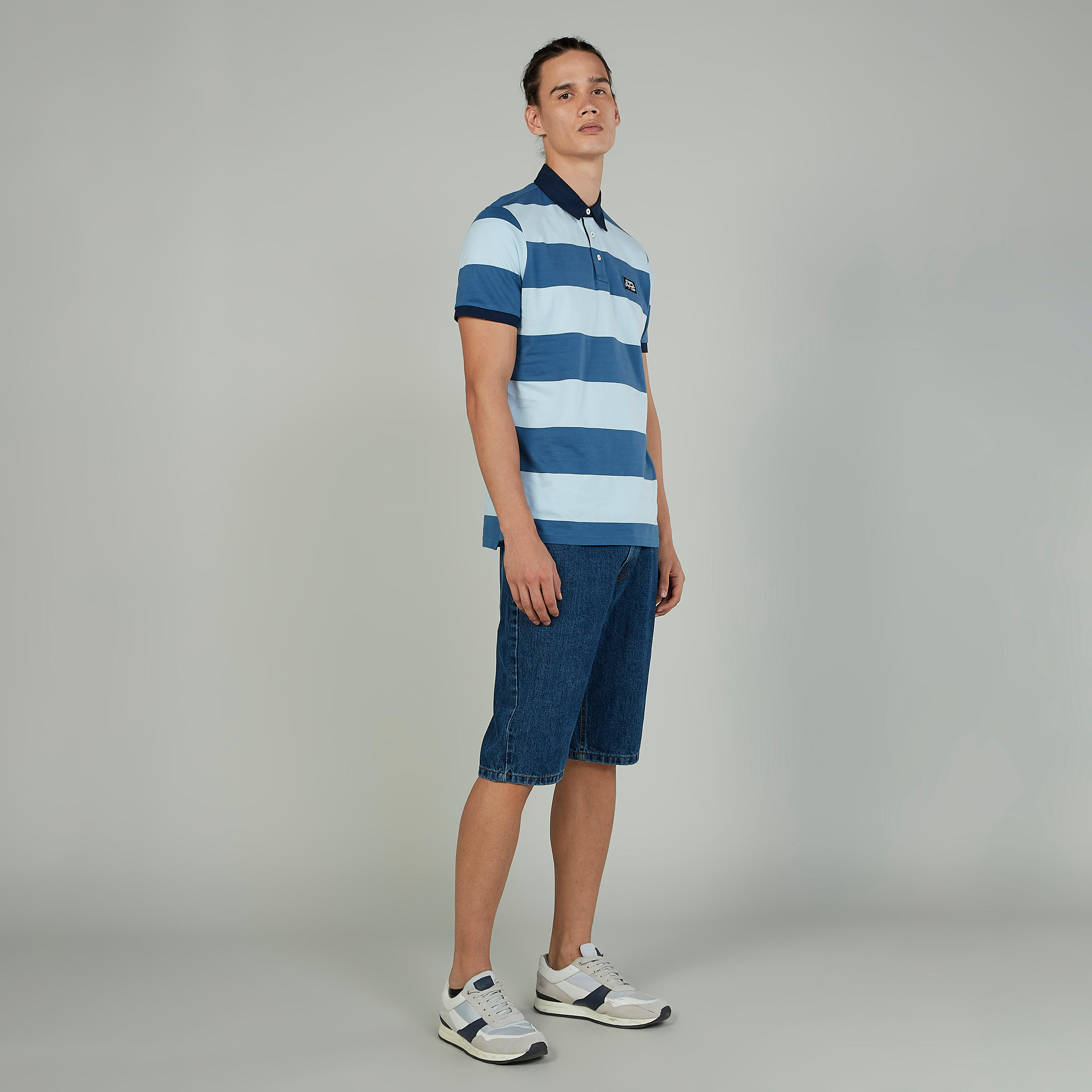 شورت دينم بارز الملمس بخصر متوسط الارتفاع وجيوب من لي كوبر-men-clothing-bottoms-shorts-image-2