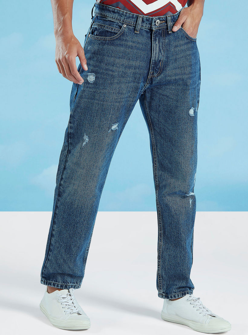 بنطلون جينز مستدام ممزّق بخصر متوسط الارتفاع من لي كوبر-men-clothing-bottoms-jeans-image-1