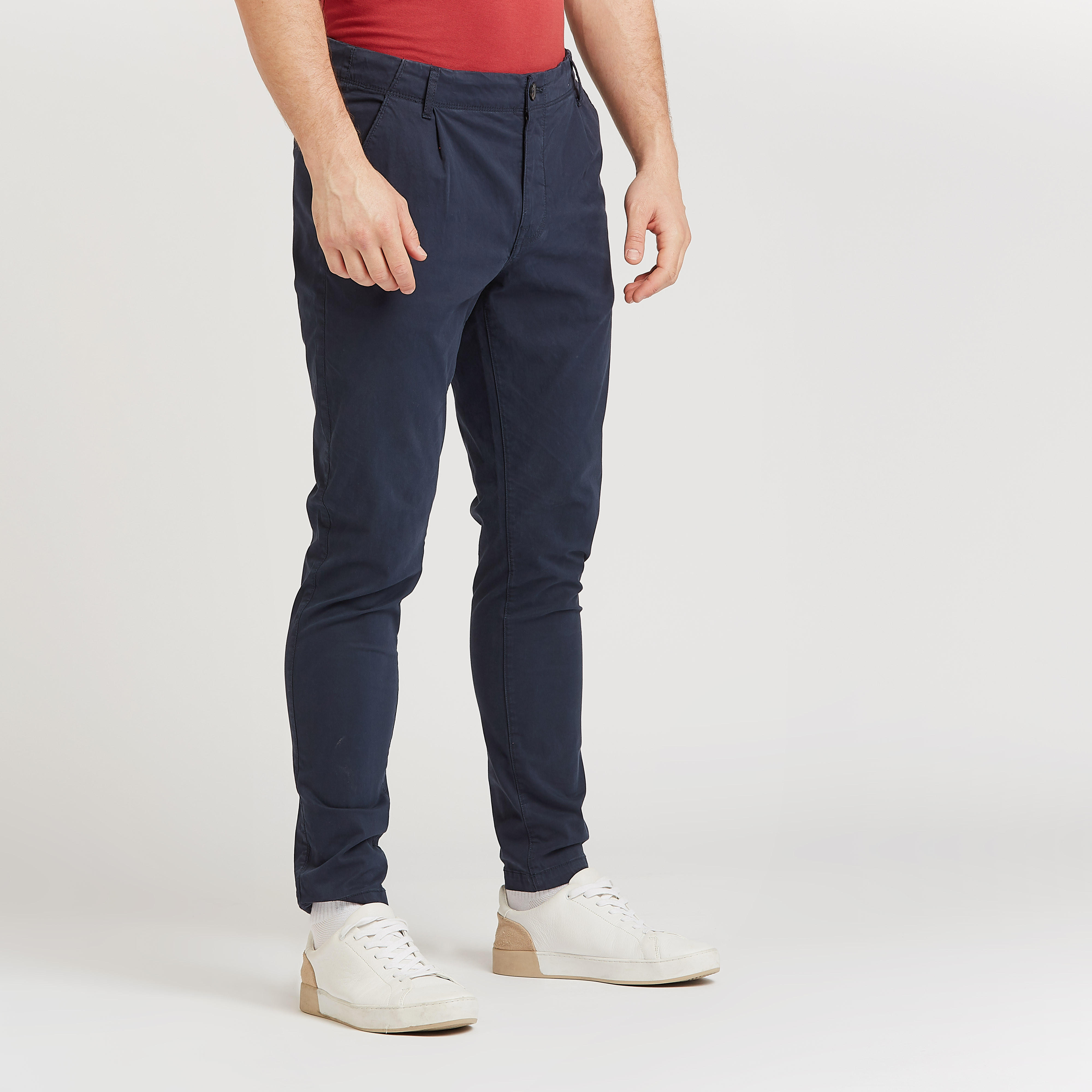 بنطلون سادة بجيوب من لي كوبر-men-clothing-bottoms-trousersandchinos-trousers-image-1