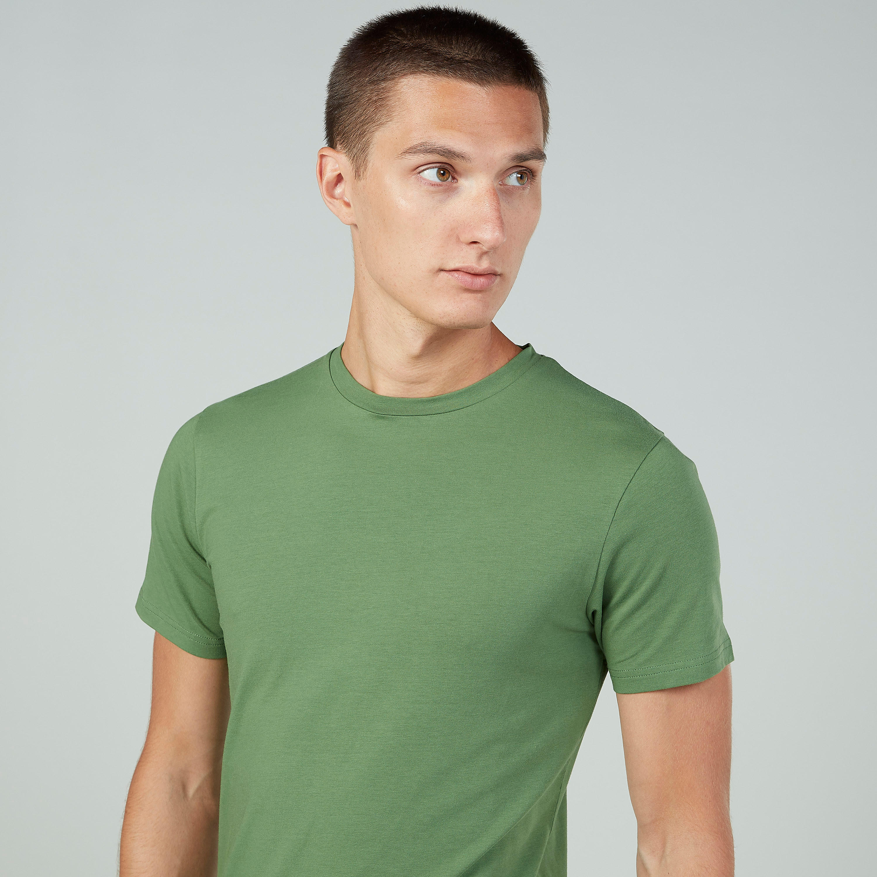 تيشيرت سادة بياقة مستديرة وأكمام قصيرة من لي كوبر-men-clothing-tshirtsandpolos-tshirts-image-3
