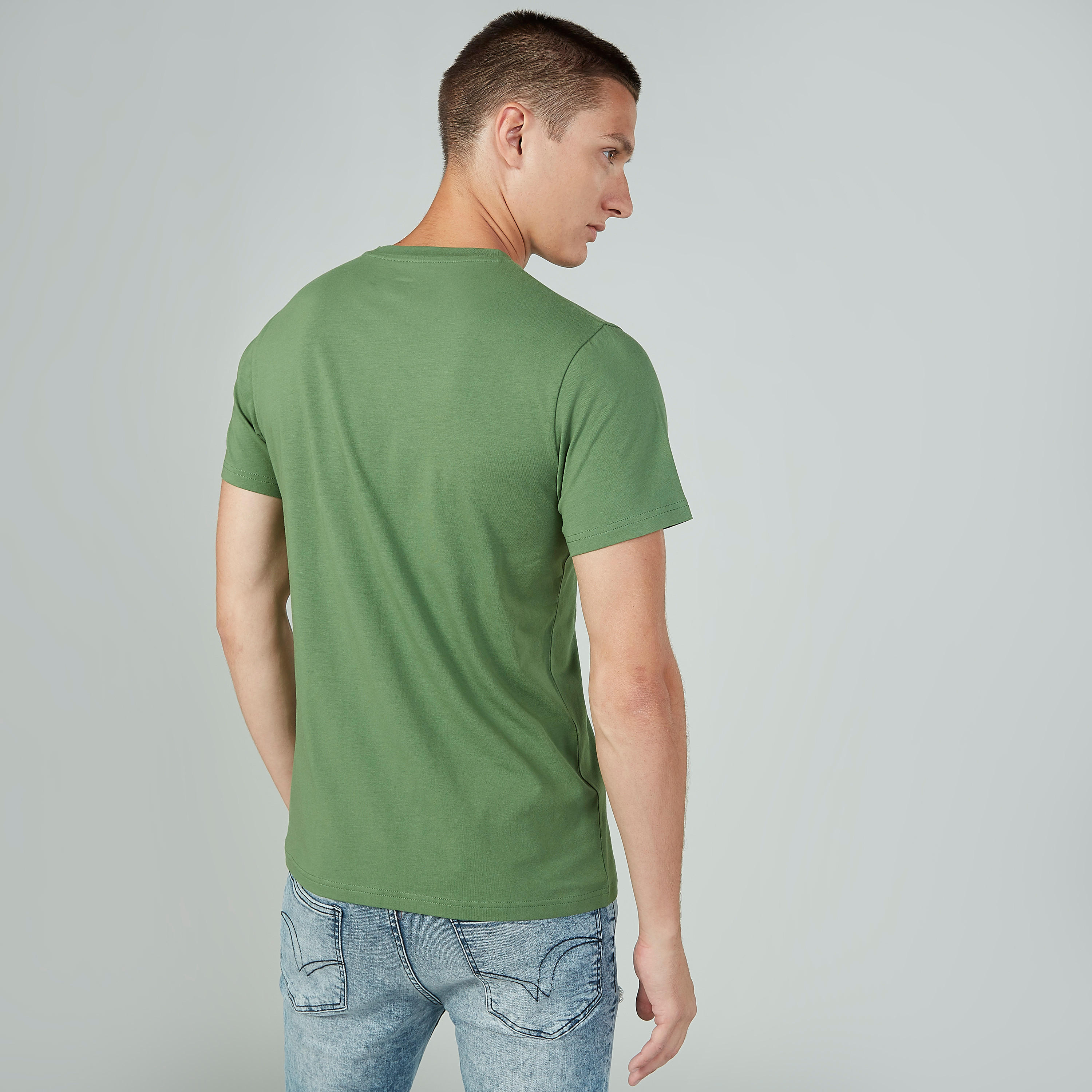 تيشيرت سادة بياقة مستديرة وأكمام قصيرة من لي كوبر-men-clothing-tshirtsandpolos-tshirts-image-4