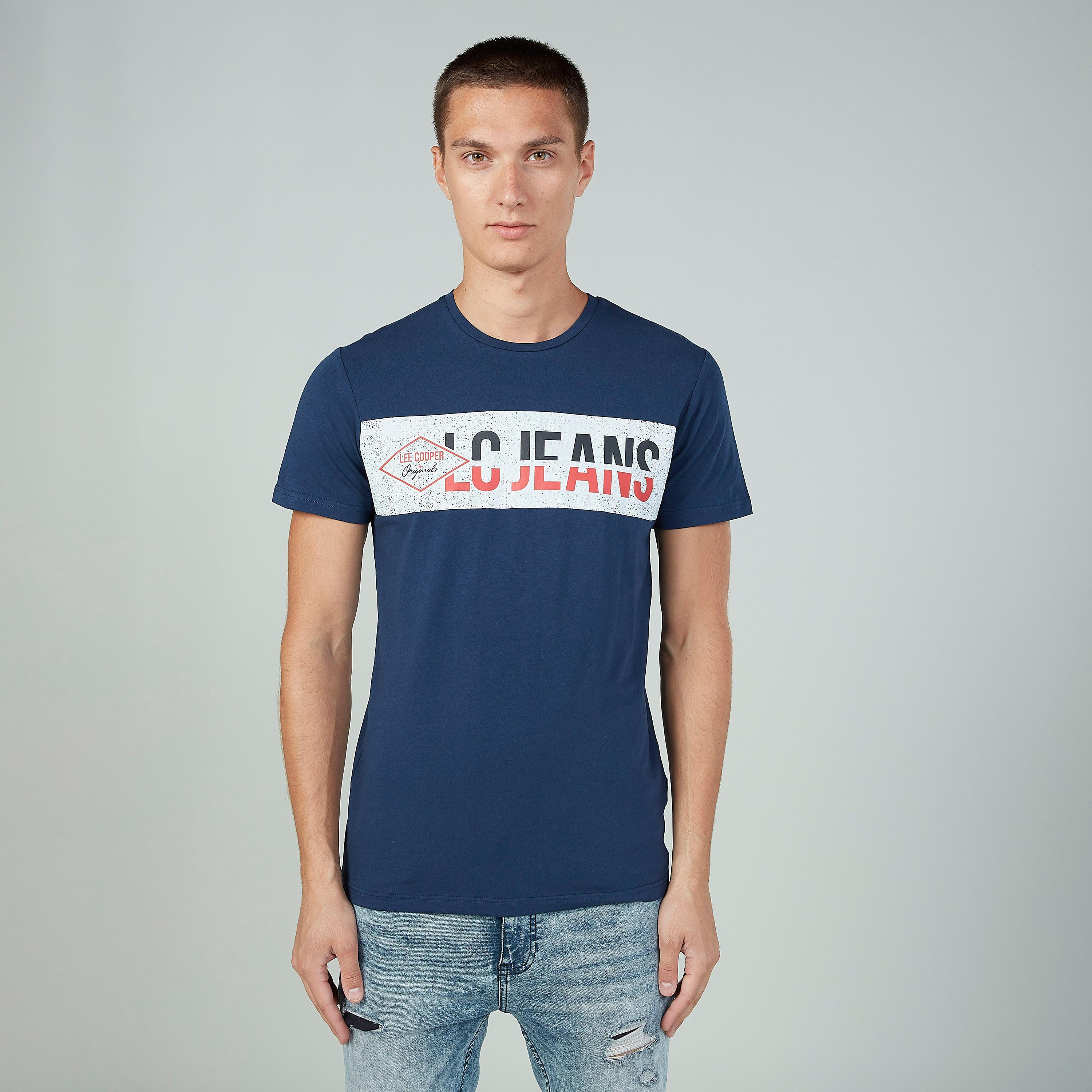 Lee Cooper Printed T-shirt with Round Neck and Short Sleeves-men-clothing-tshirtsandpolos-tshirts-image-1