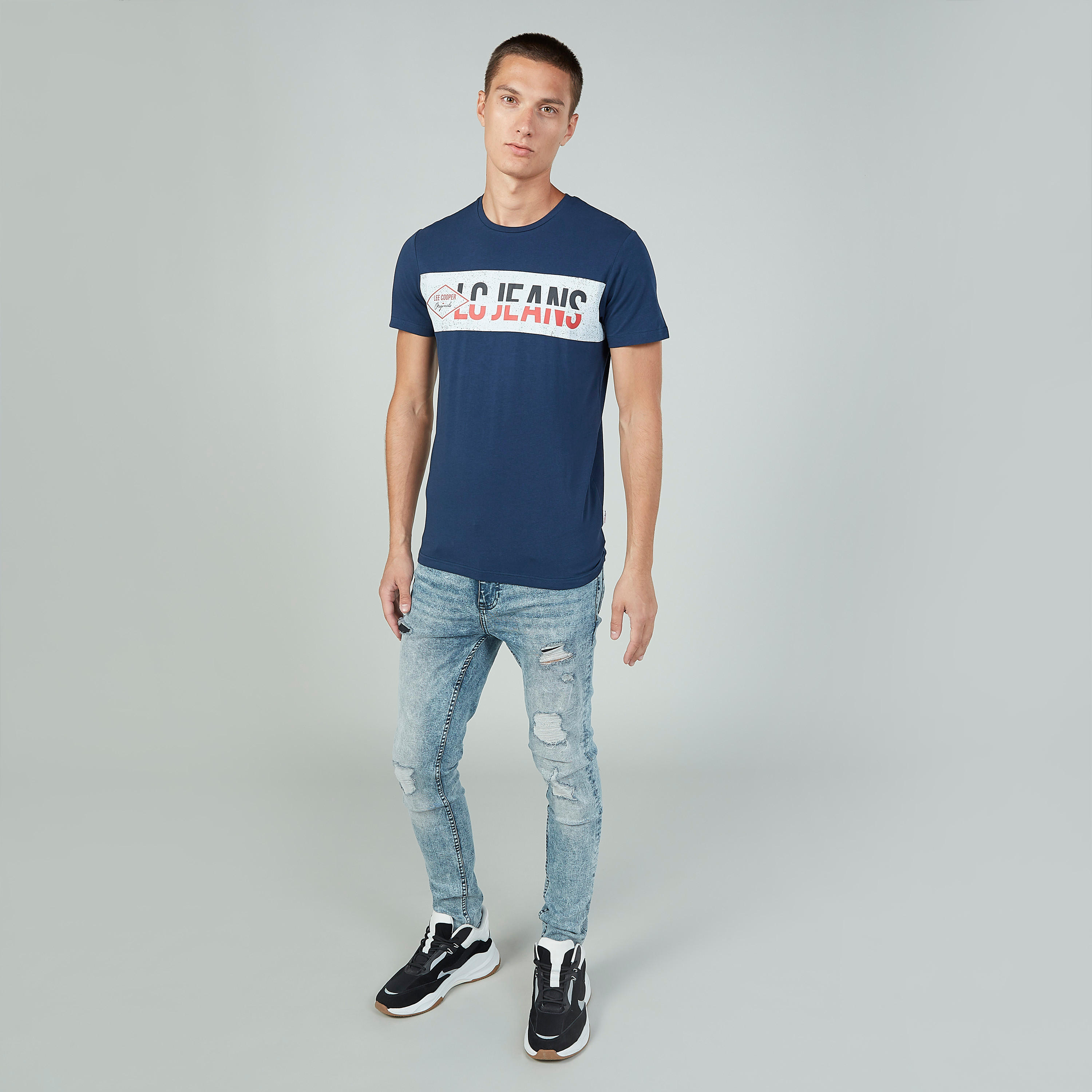 Lee Cooper Printed T-shirt with Round Neck and Short Sleeves-men-clothing-tshirtsandpolos-tshirts-image-2