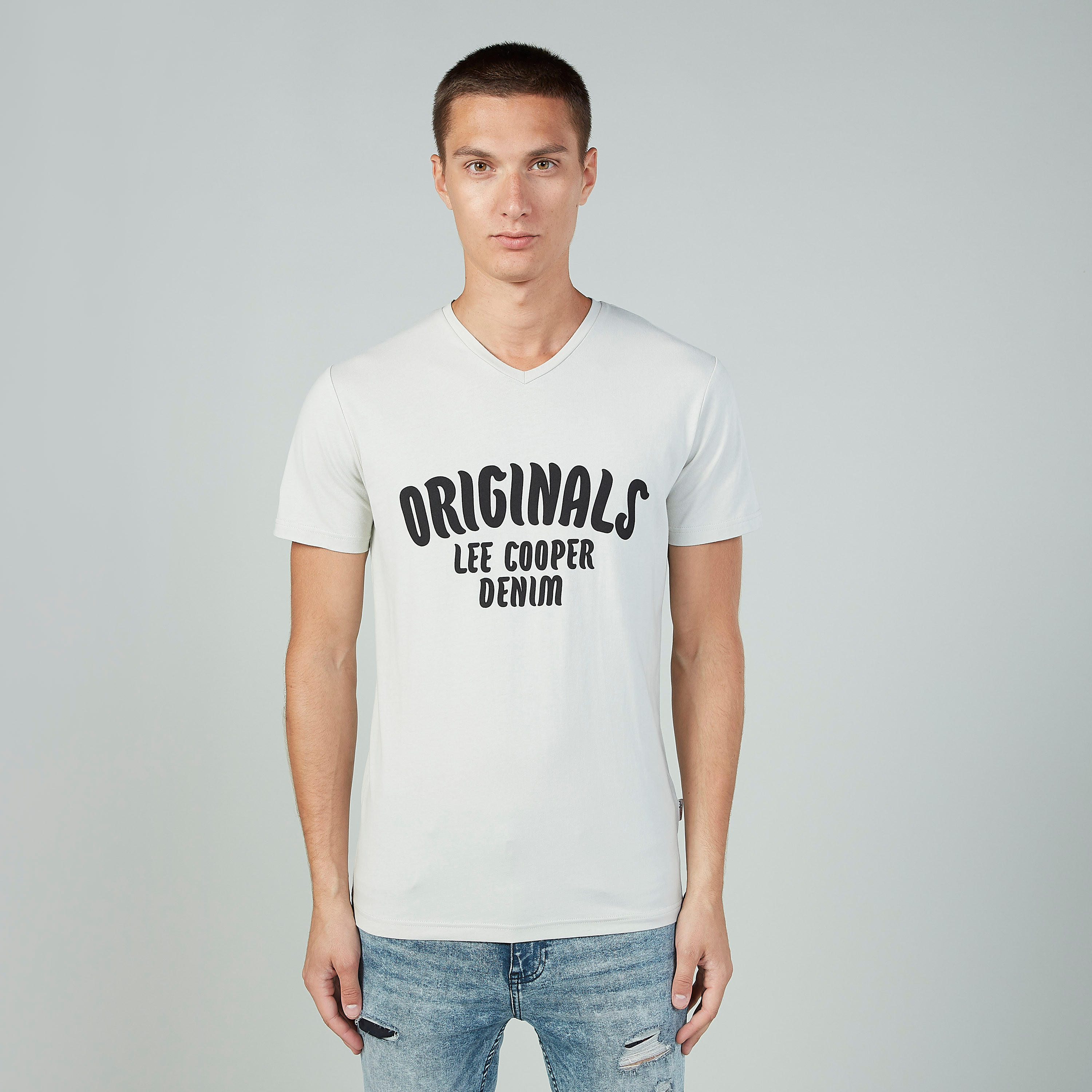 Lee Cooper Printed T-shirt with V-neck and Short Sleeves-men-clothing-tshirtsandpolos-tshirts-image-1