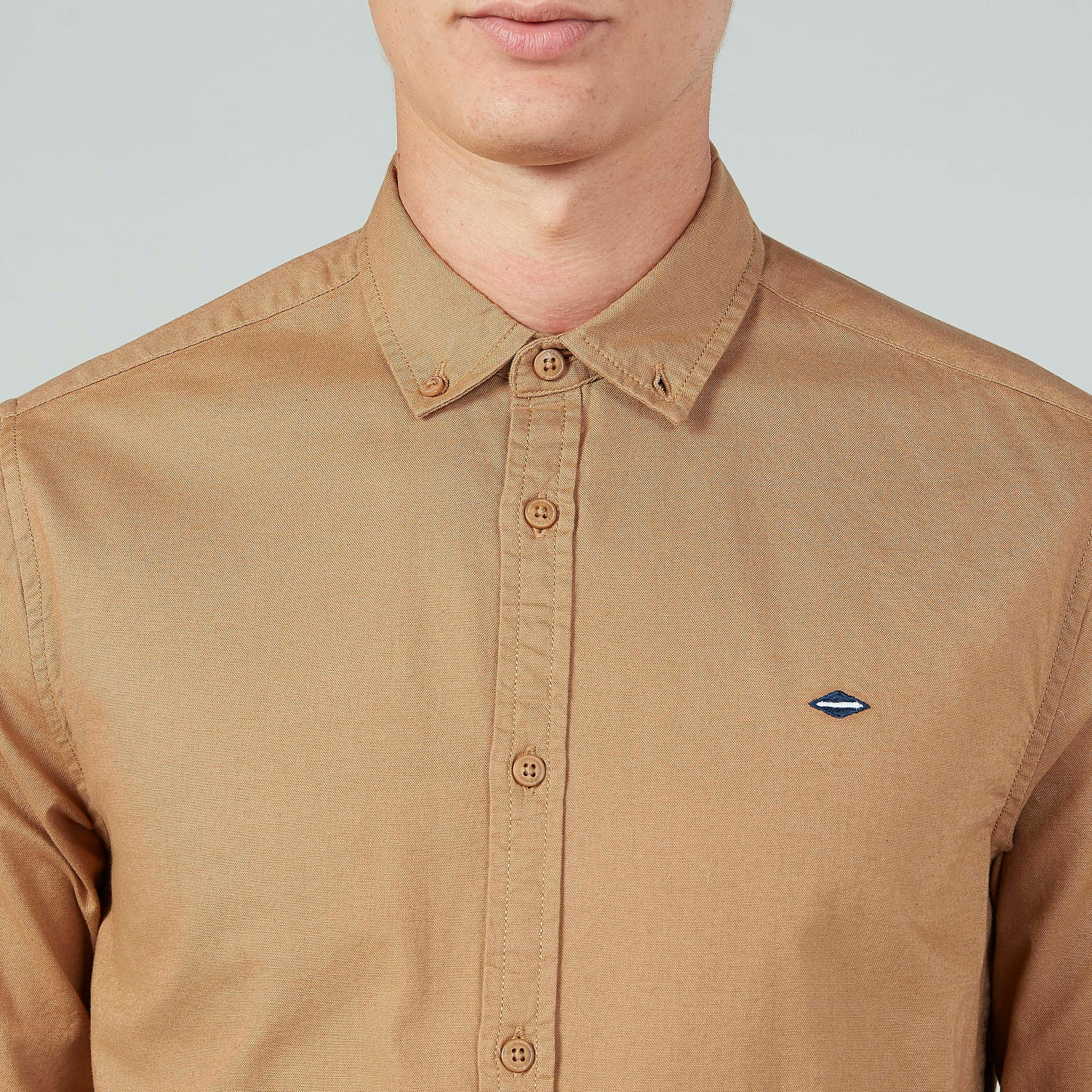 قميص سادة بياقة عاديّة وأكمام طويلة من لي كوبر-men-clothing-shirts-image-3