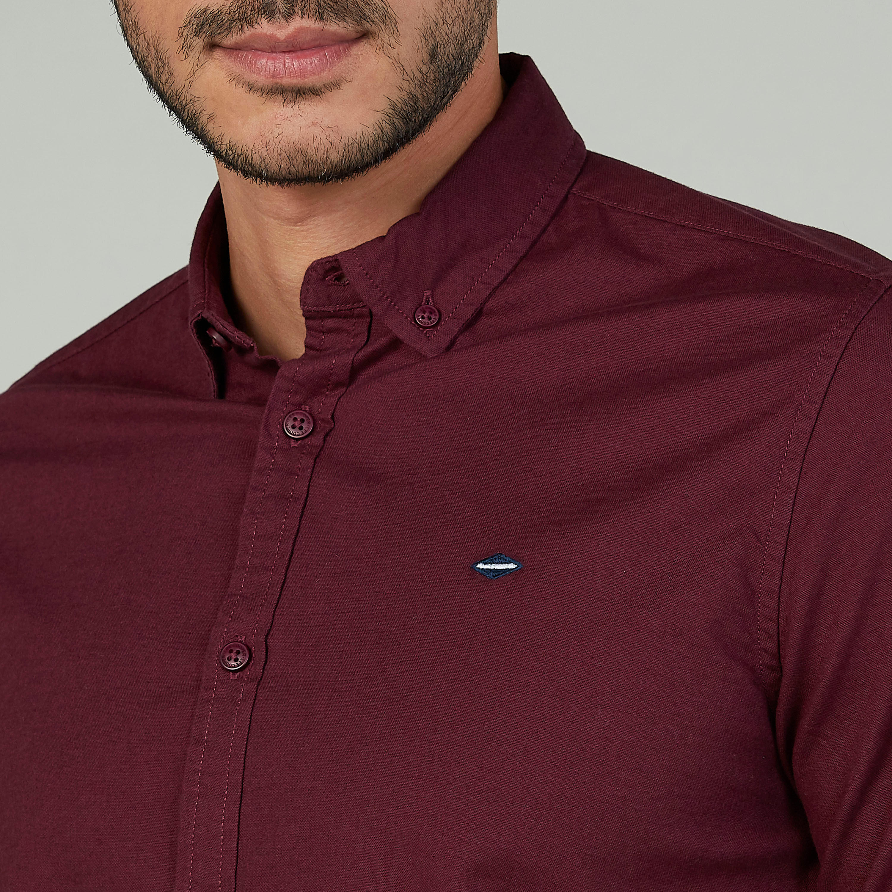 قميص سادة بياقة عاديّة وأكمام طويلة من لي كوبر-men-clothing-shirts-image-3