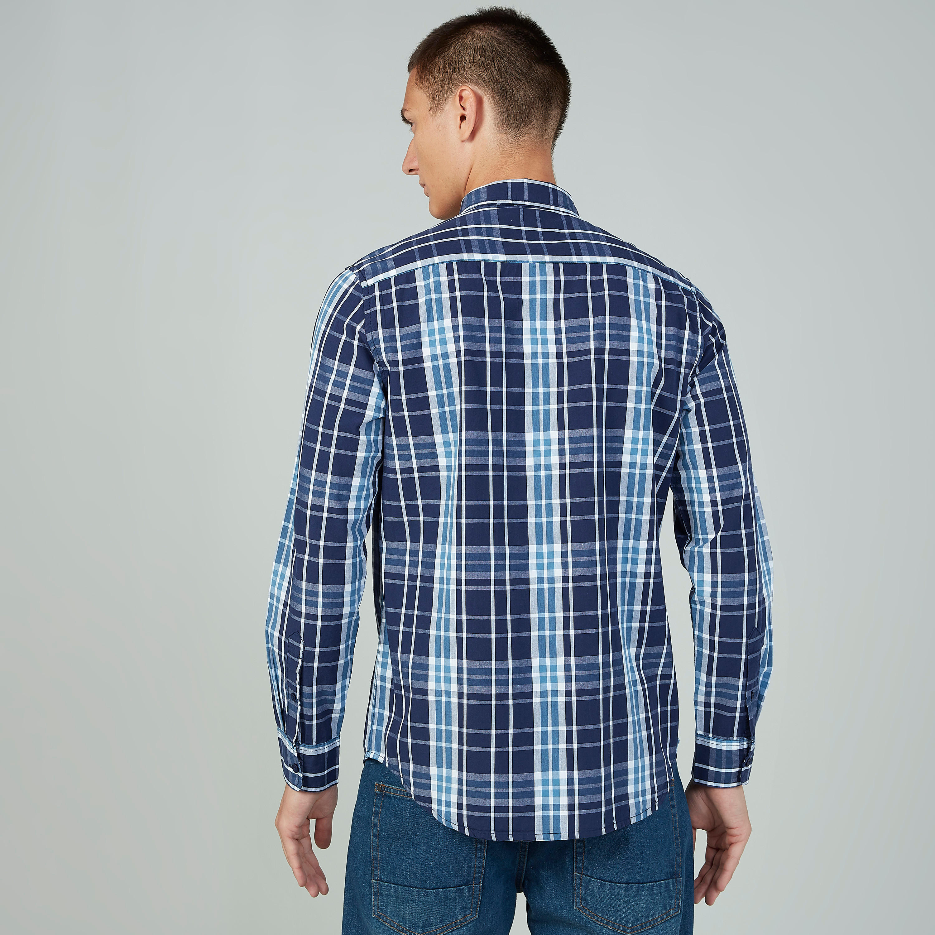 قميص كاروهات بأكمام طويلة وجيب على الصدر من لي كوبر-men-clothing-shirts-image-3