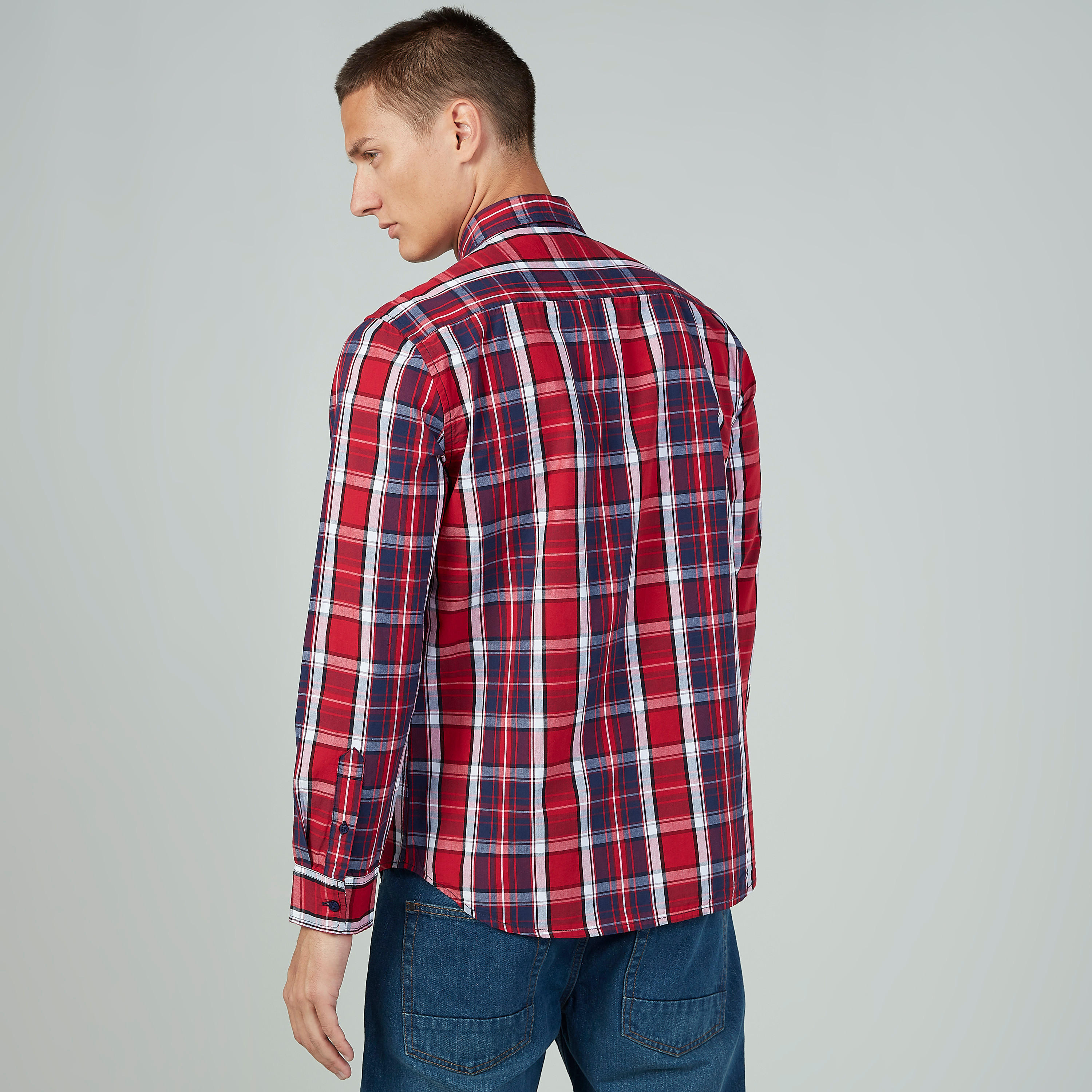 قميص كاروهات بأكمام طويلة وجيب على الصدر من لي كوبر-men-clothing-shirts-image-4