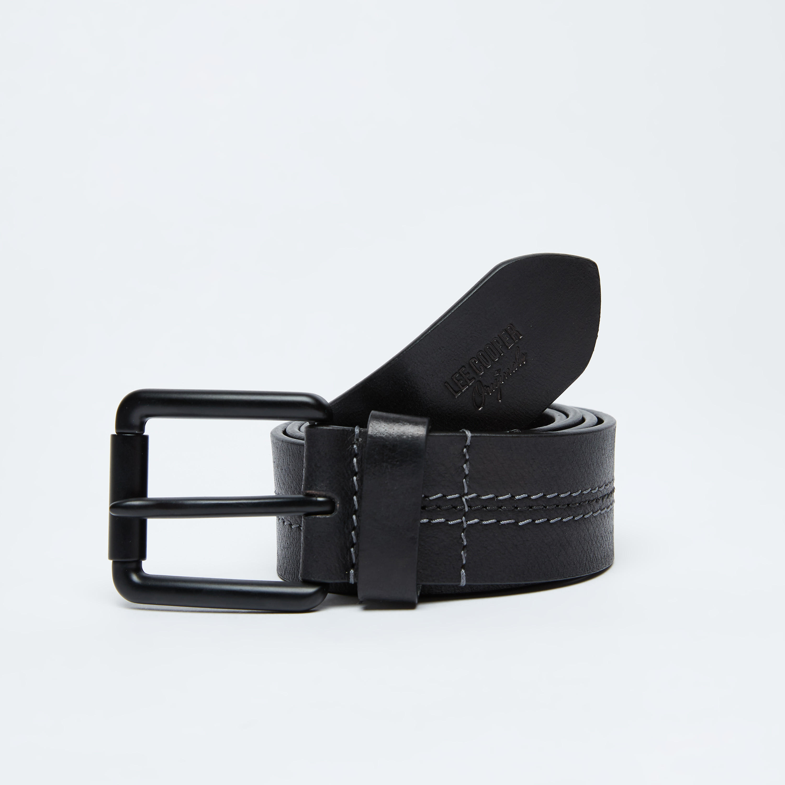Lee Cooper Textured Belt with Pin Buckle-men-beltsandwallets-belts-image-1