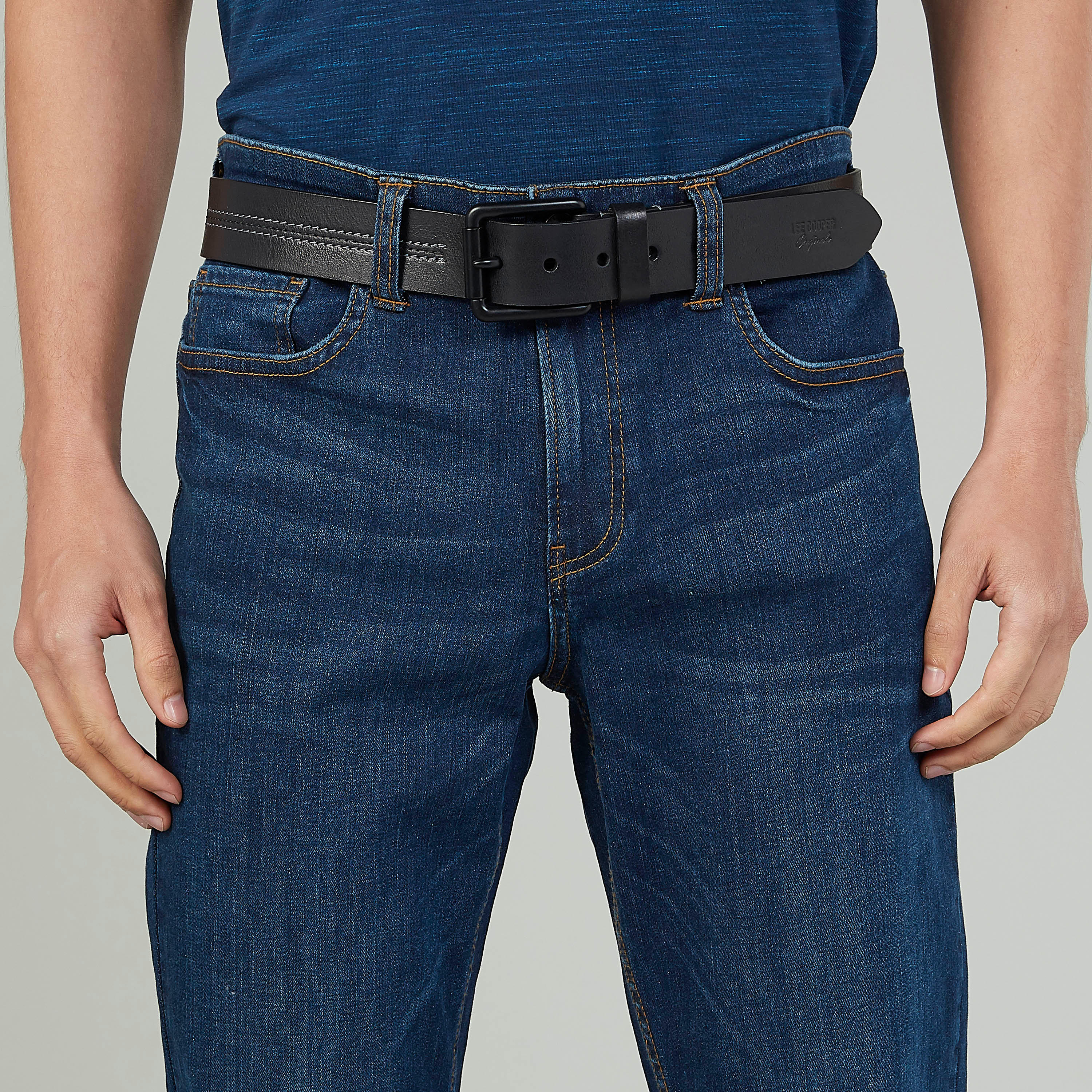 Lee Cooper Textured Belt with Pin Buckle-men-beltsandwallets-belts-image-2