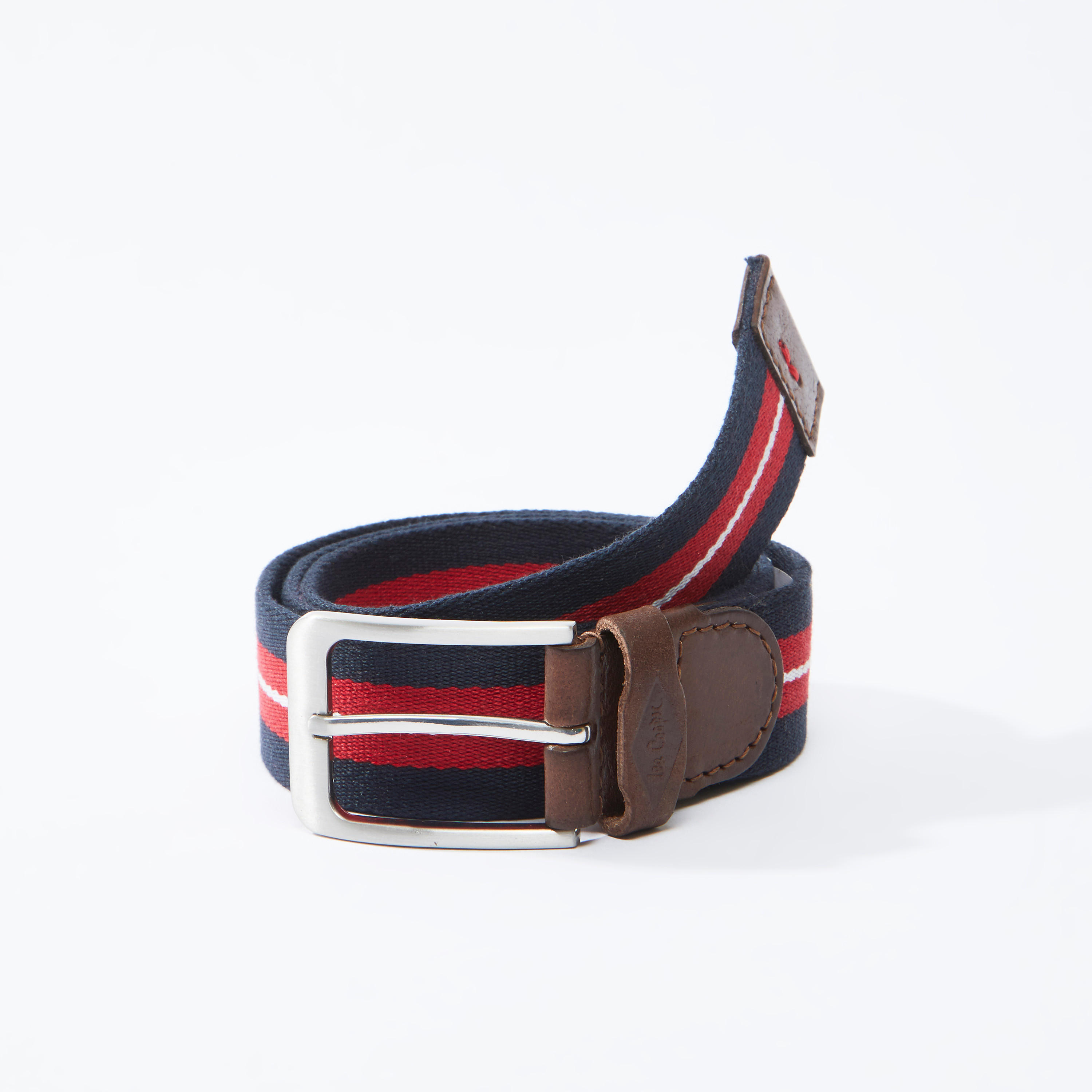 حزام مخطط مع إبزيم بدبوس لإحكام الإغلاق من لي كوبر-men-beltsandwallets-belts-image-1