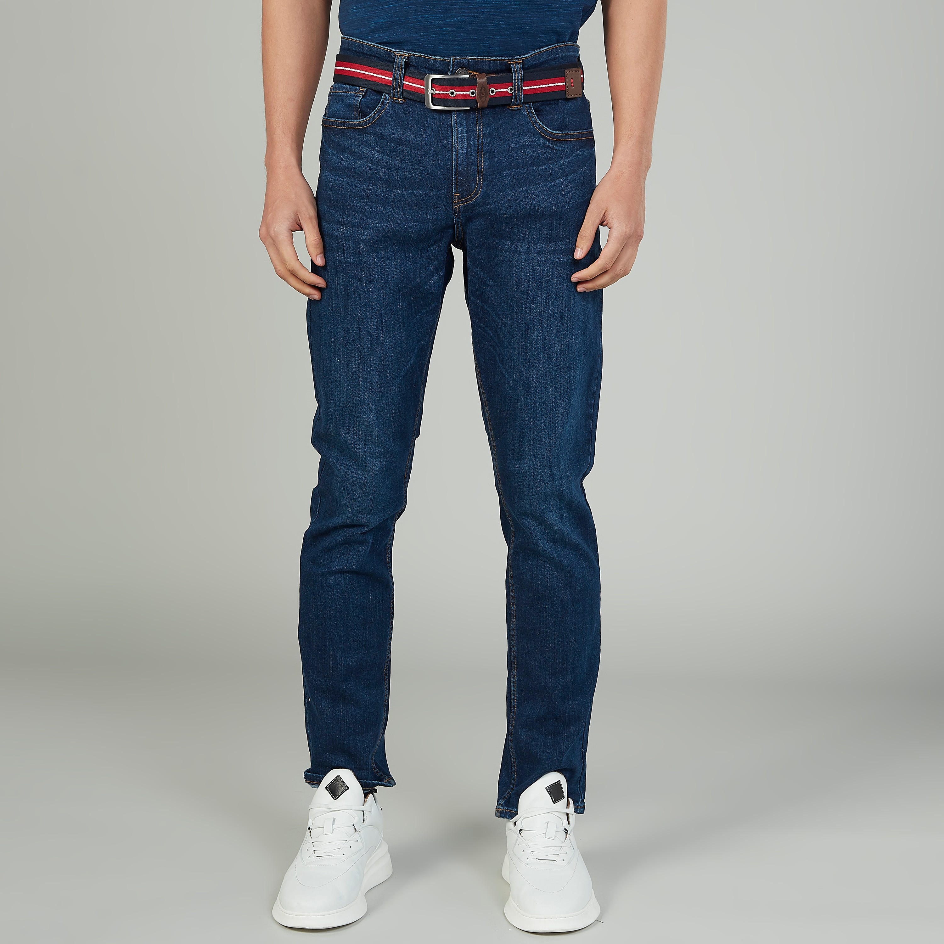 حزام مخطط مع إبزيم بدبوس لإحكام الإغلاق من لي كوبر-men-beltsandwallets-belts-image-2