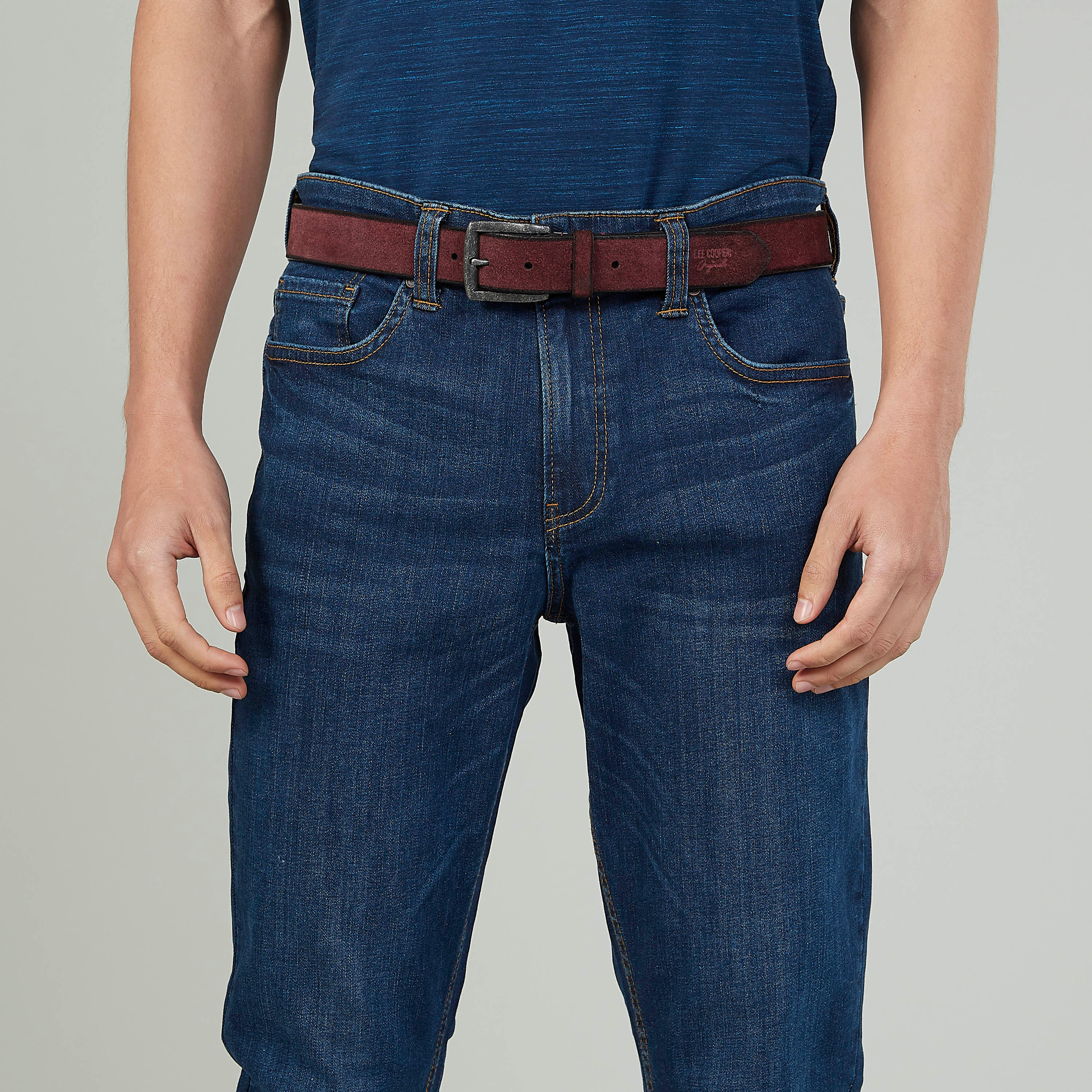 حزام بارز الملمس بإبزيم إغلاق بدبوس من لي كوبر-men-beltsandwallets-belts-image-2