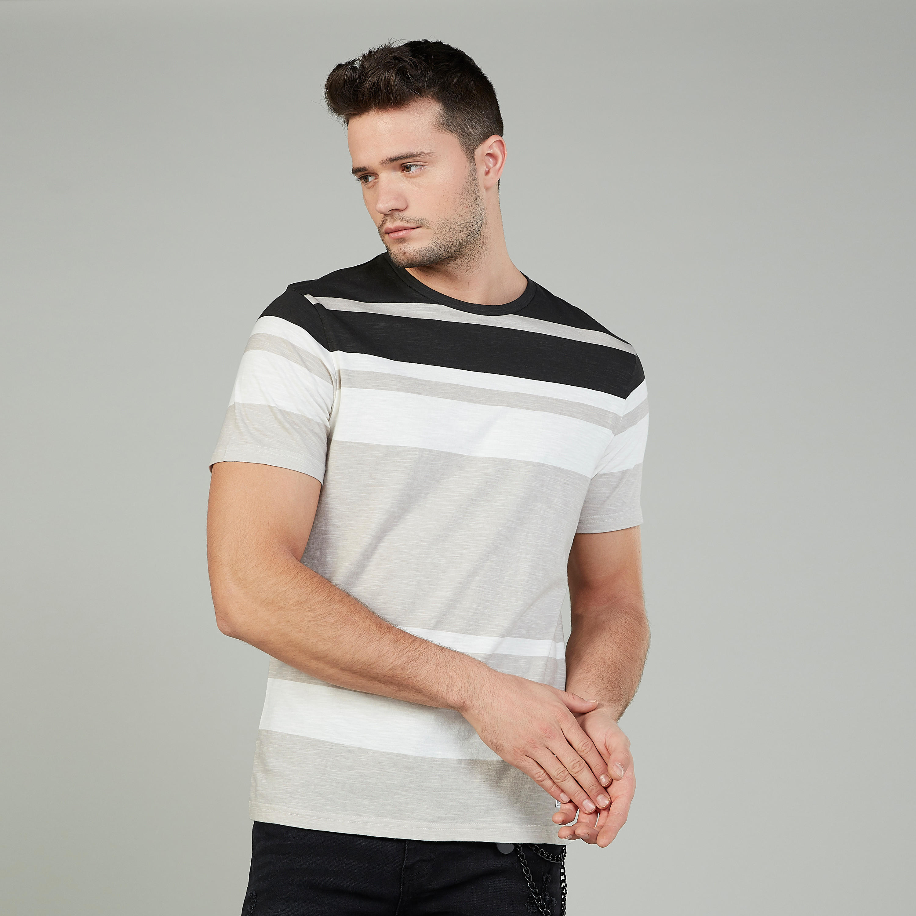 Lee Cooper Striped T-shirt with Crew Neck and Short Sleeves-men-clothing-tshirtsandpolos-tshirts-image-1