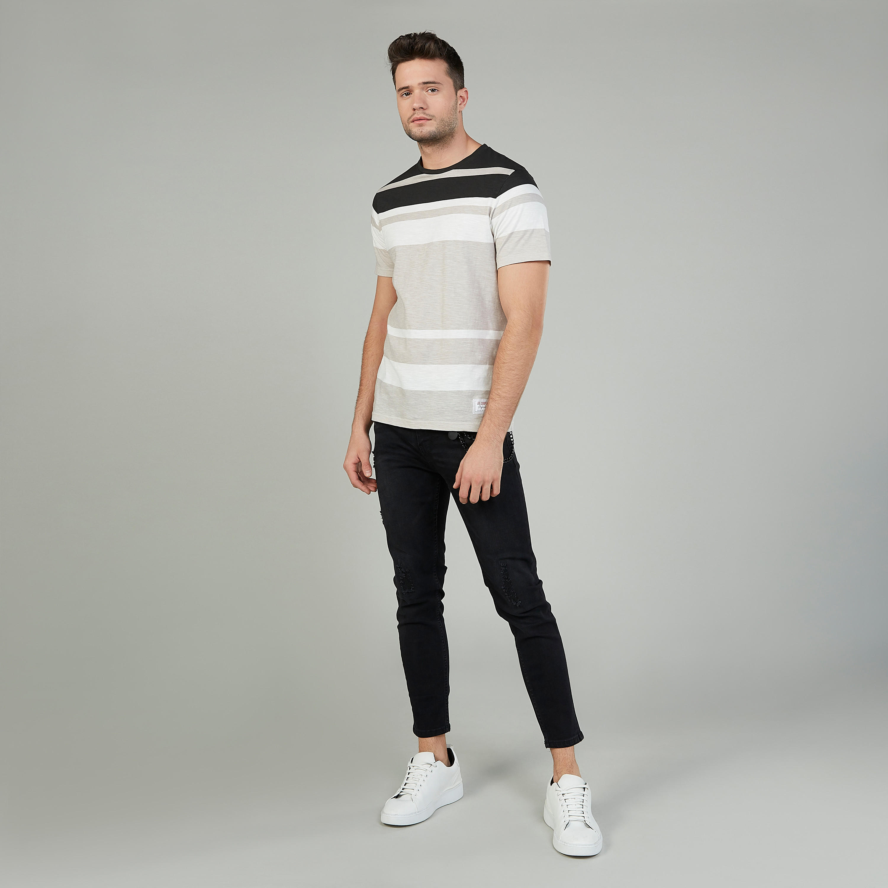 Lee Cooper Striped T-shirt with Crew Neck and Short Sleeves-men-clothing-tshirtsandpolos-tshirts-image-2