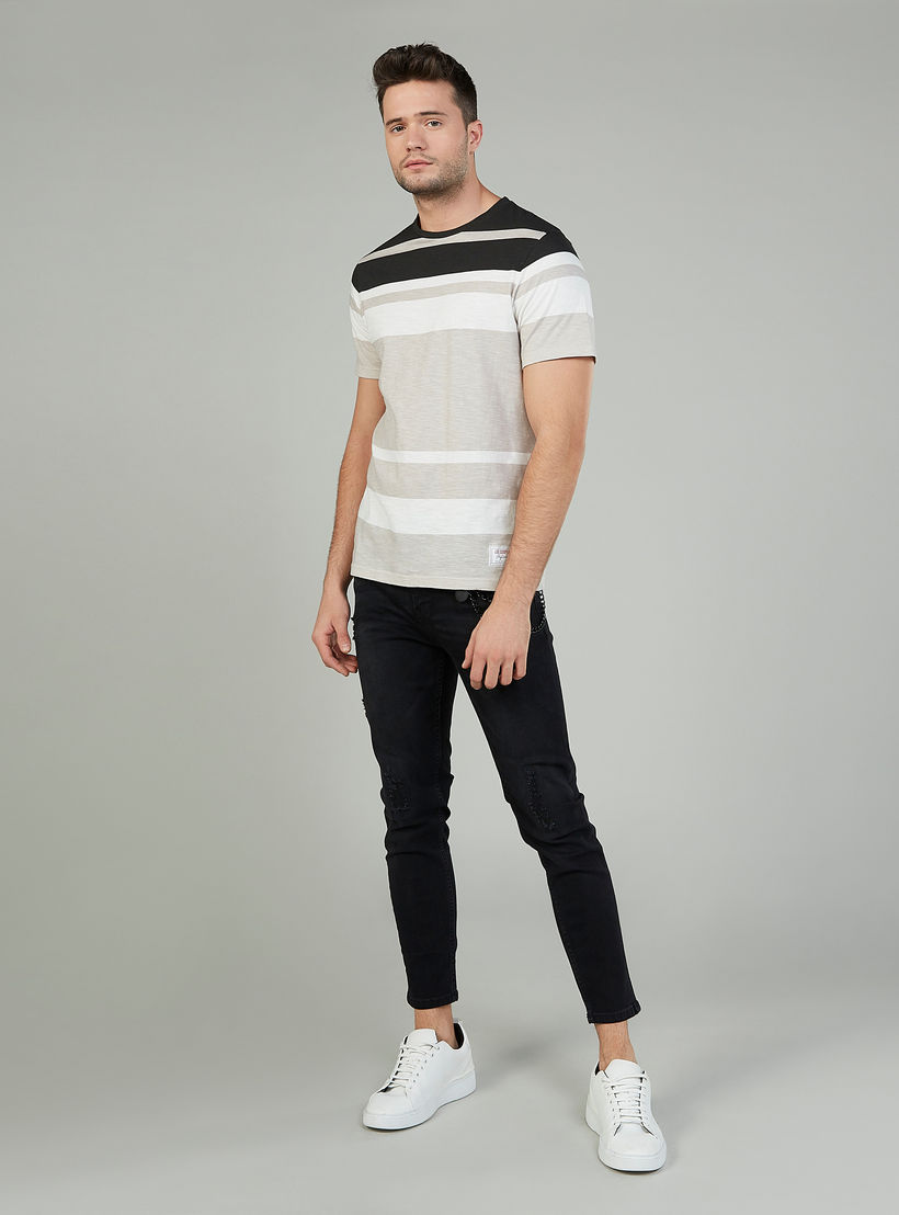 Lee Cooper Striped T-shirt with Crew Neck and Short Sleeves-men-clothing-tshirtsandpolos-tshirts-image-2