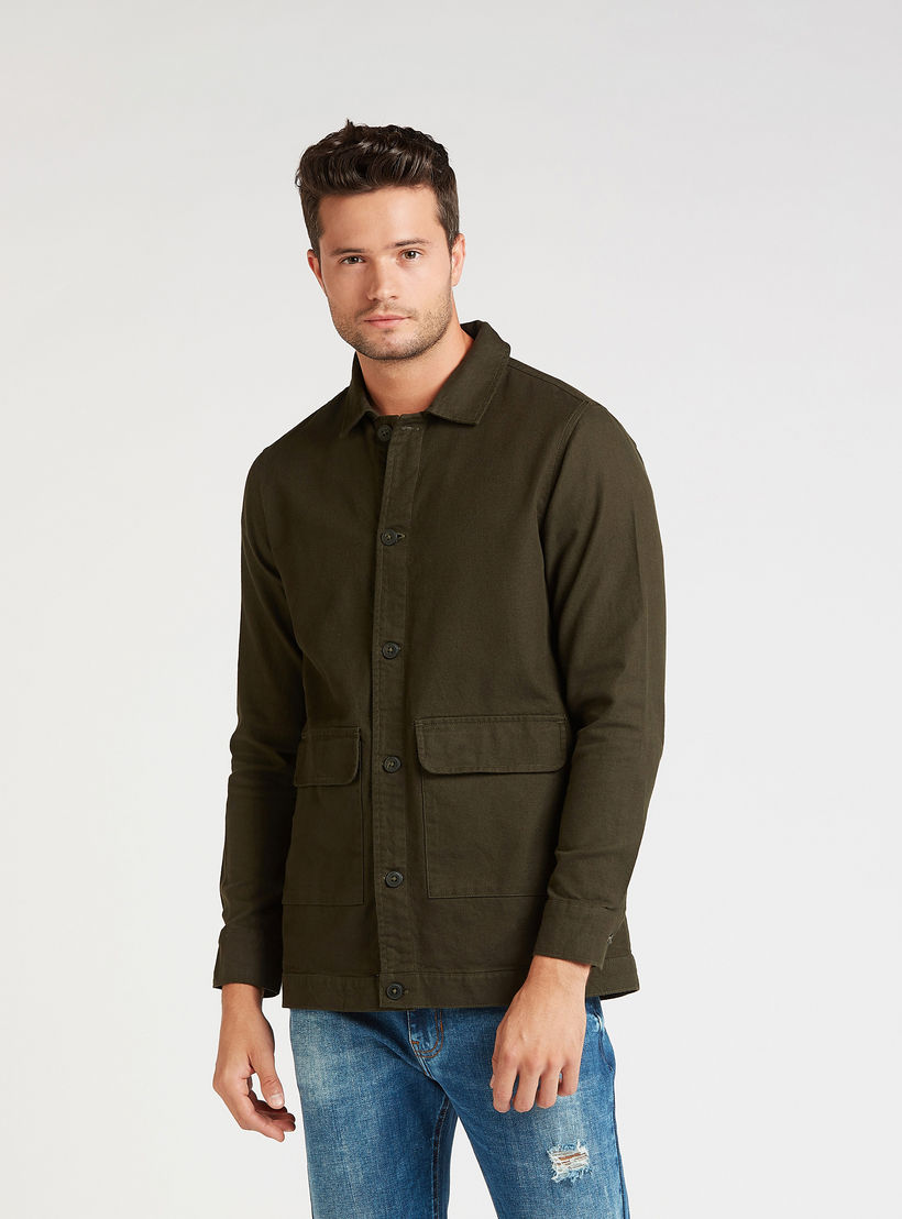 Lee Cooper Solid Linen Jacket with Long Sleeves and Flap Pockets -men-clothing-jacketsandblazers-jackets-image-1