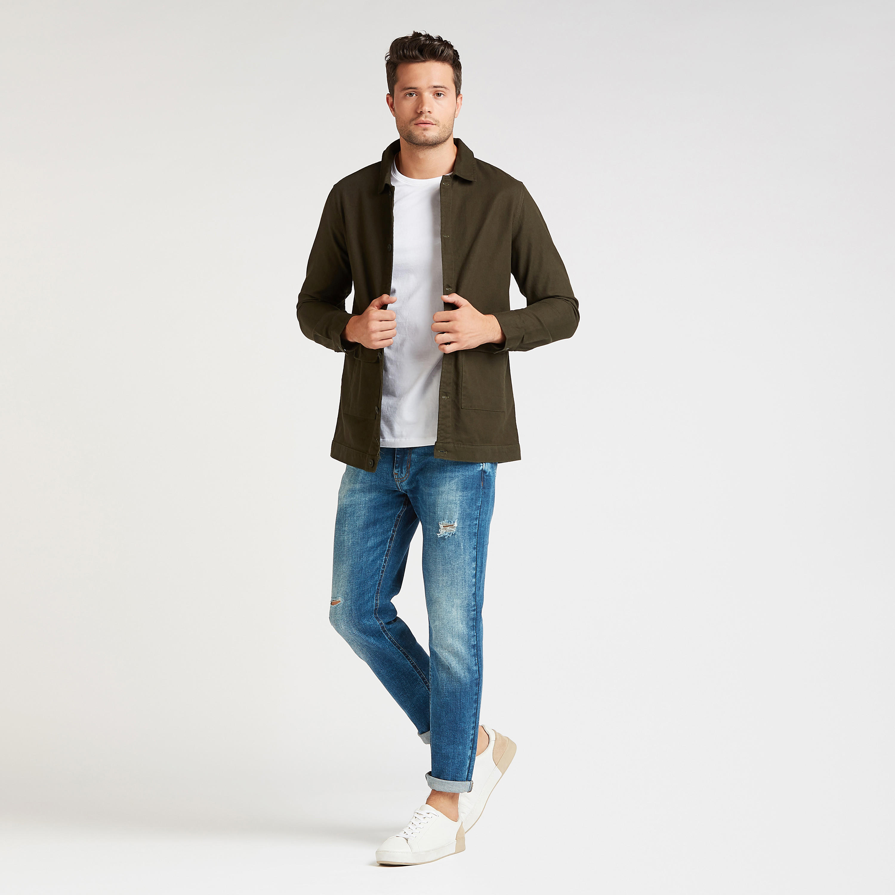 Lee Cooper Solid Linen Jacket with Long Sleeves and Flap Pockets -men-clothing-jacketsandblazers-jackets-image-2