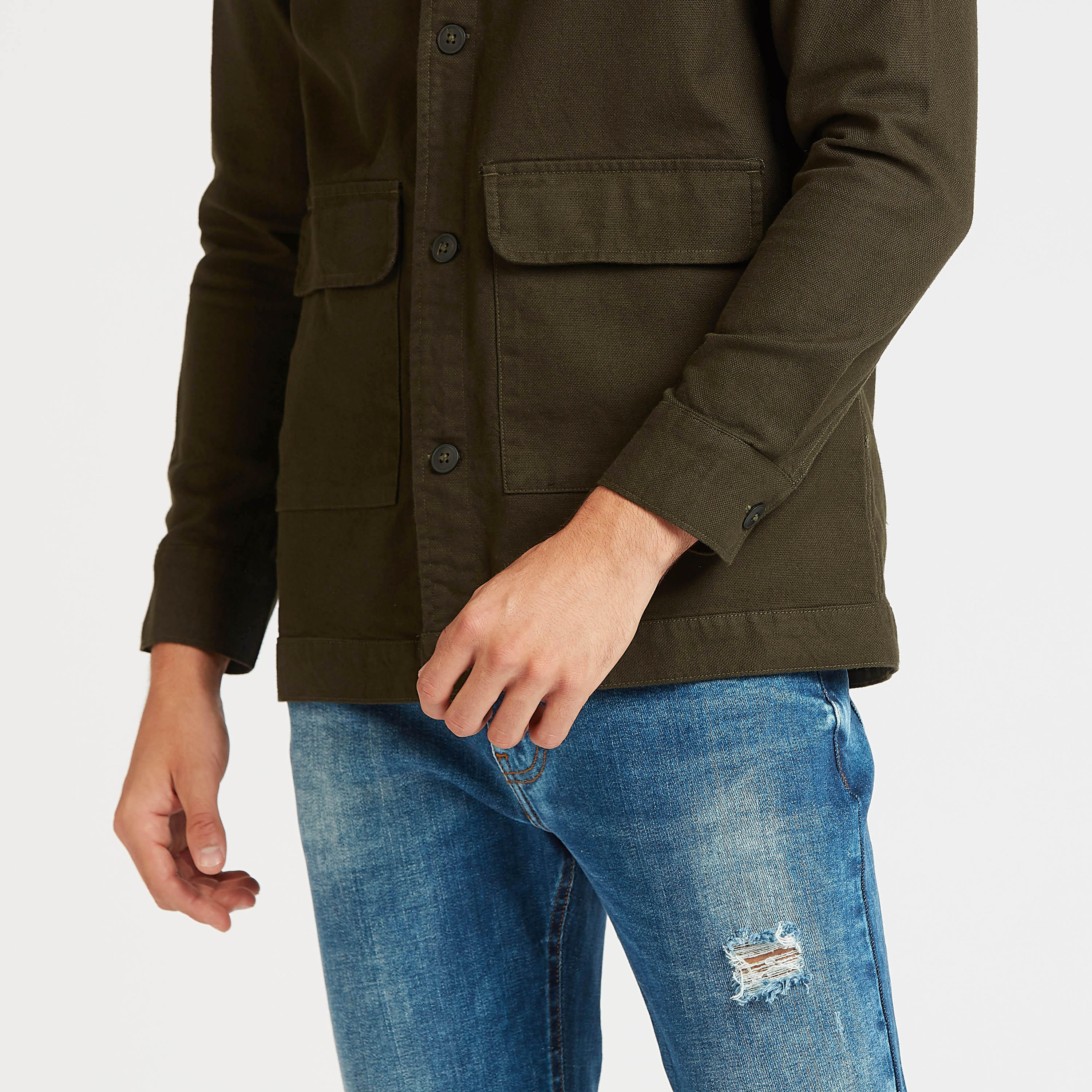 Lee Cooper Solid Linen Jacket with Long Sleeves and Flap Pockets -men-clothing-jacketsandblazers-jackets-image-3