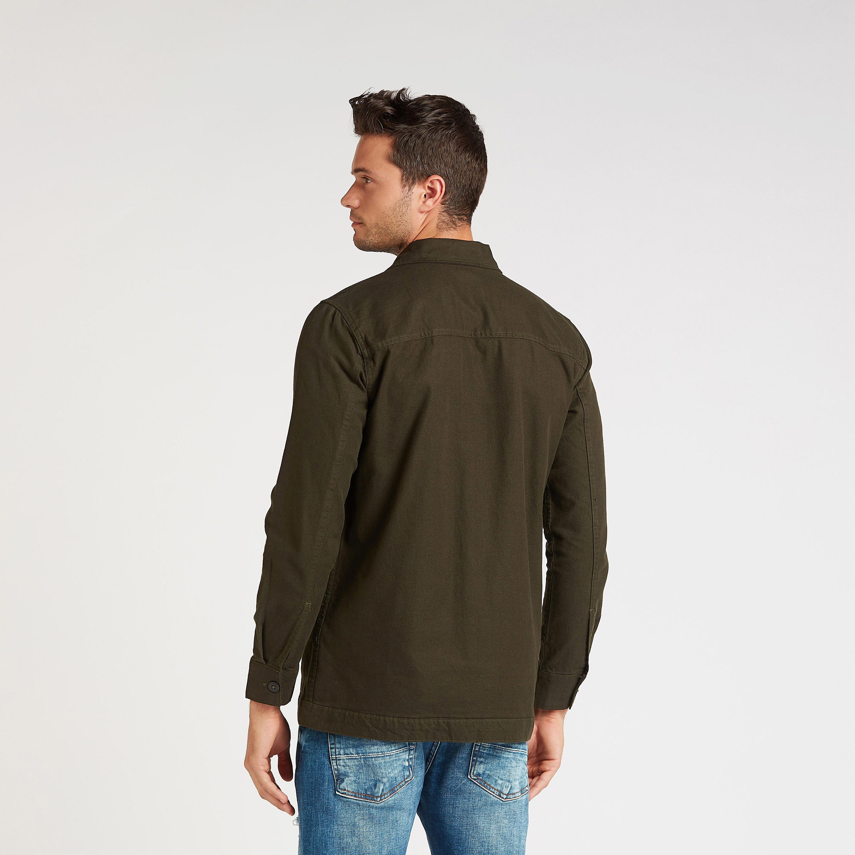 Lee Cooper Solid Linen Jacket with Long Sleeves and Flap Pockets -men-clothing-jacketsandblazers-jackets-image-4