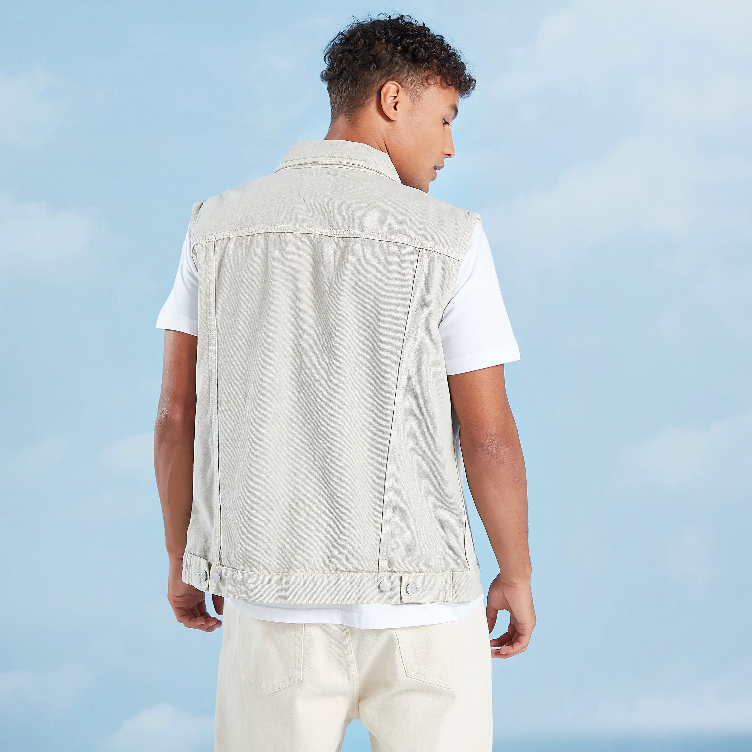 Solid Denim Sleeveless Jacket with Flap Pockets-men-clothing-jacketsandblazers-jackets-image-4