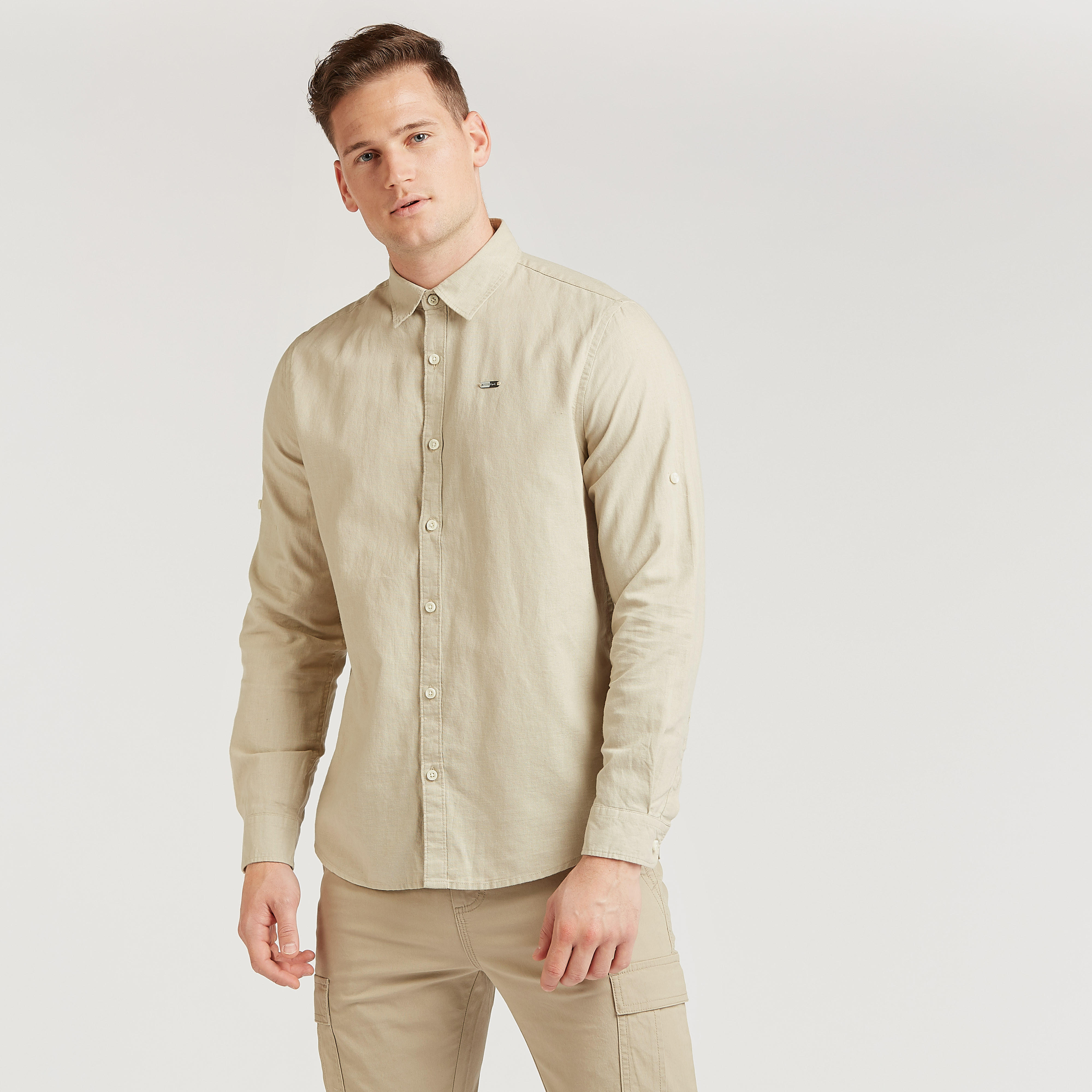 Lee Cooper Solid Shirt with Long Sleeves and Spread Collar-men-clothing-shirts-image-1