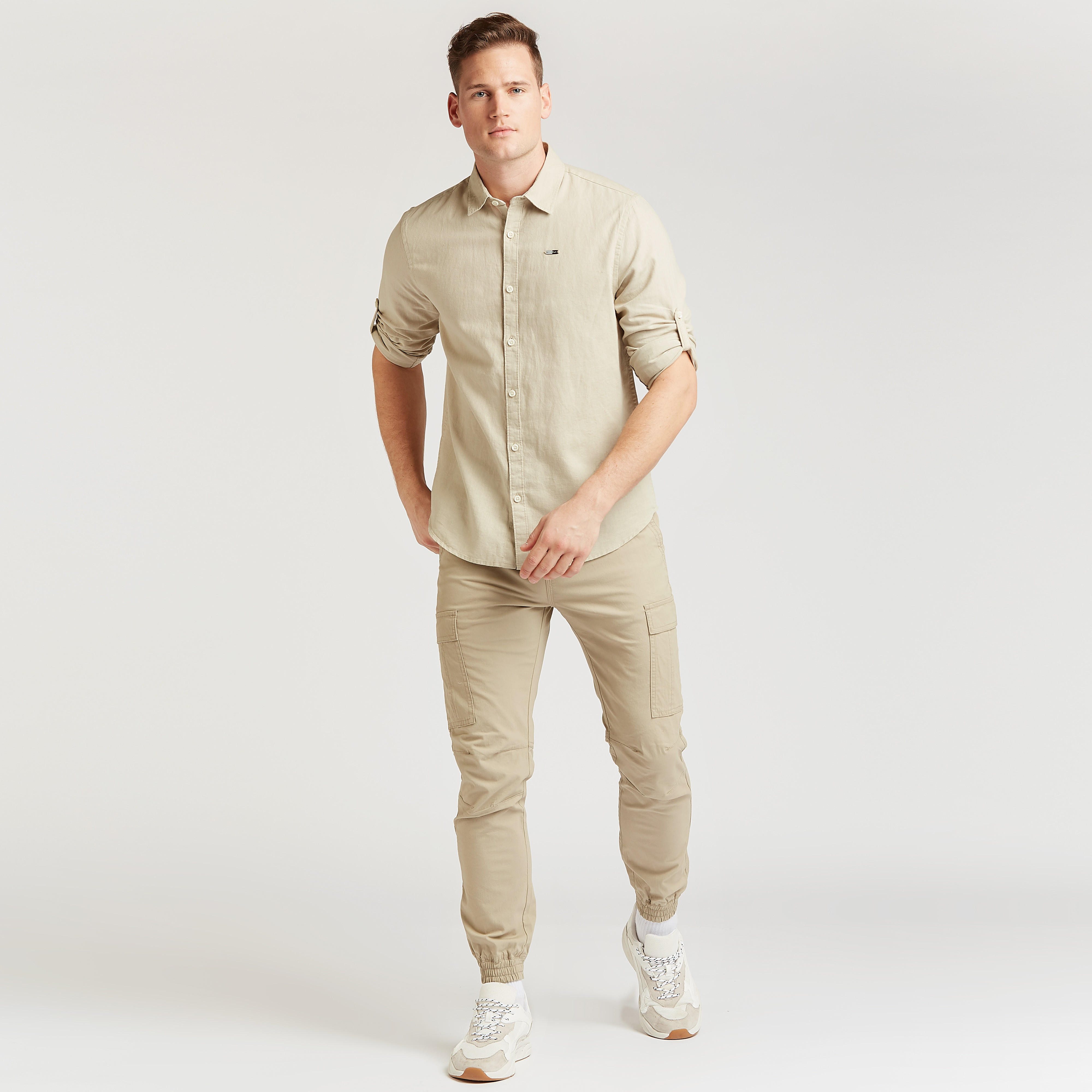 Lee Cooper Solid Shirt with Long Sleeves and Spread Collar-men-clothing-shirts-image-2
