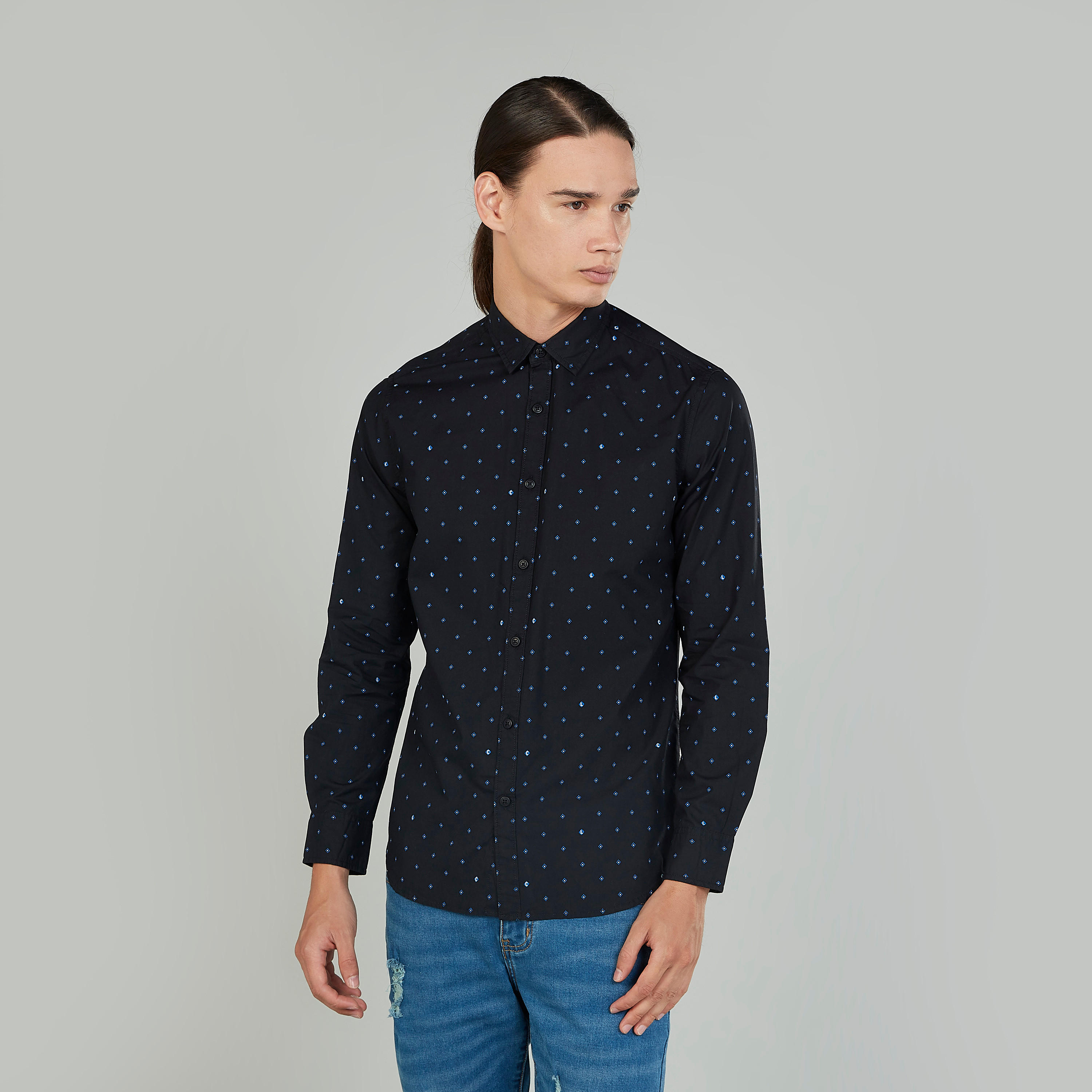 قميص بياقة عاديّة وأكمام طويلة وطبعات من لي كوبر-men-clothing-shirts-image-1