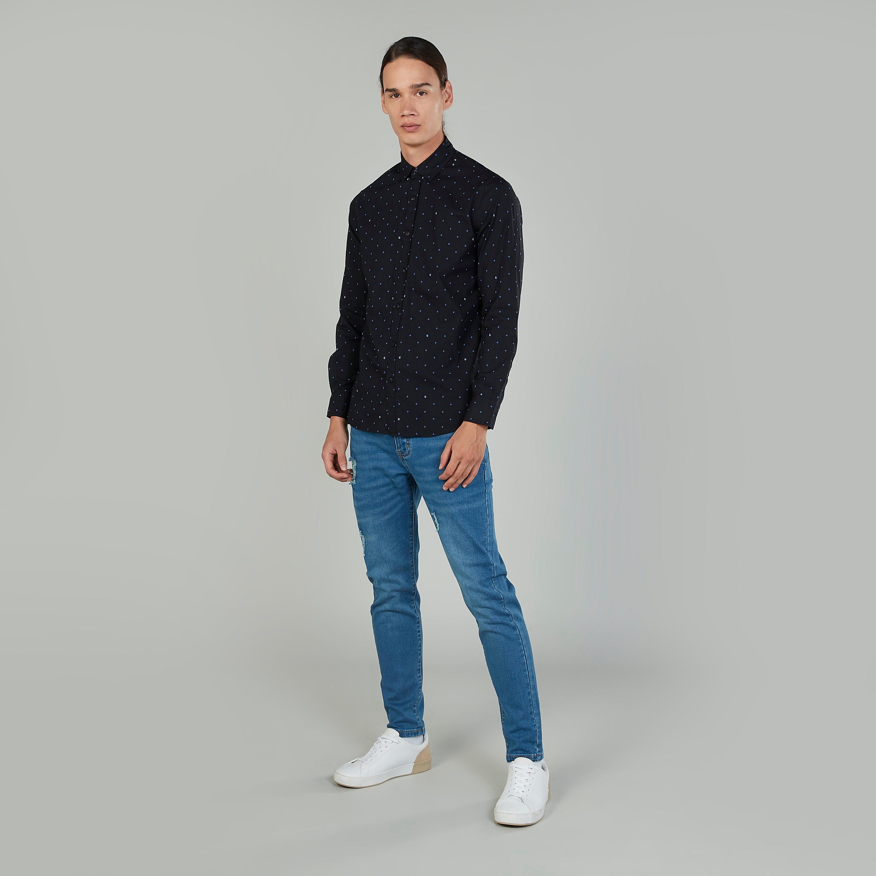 قميص بياقة عاديّة وأكمام طويلة وطبعات من لي كوبر-men-clothing-shirts-image-2