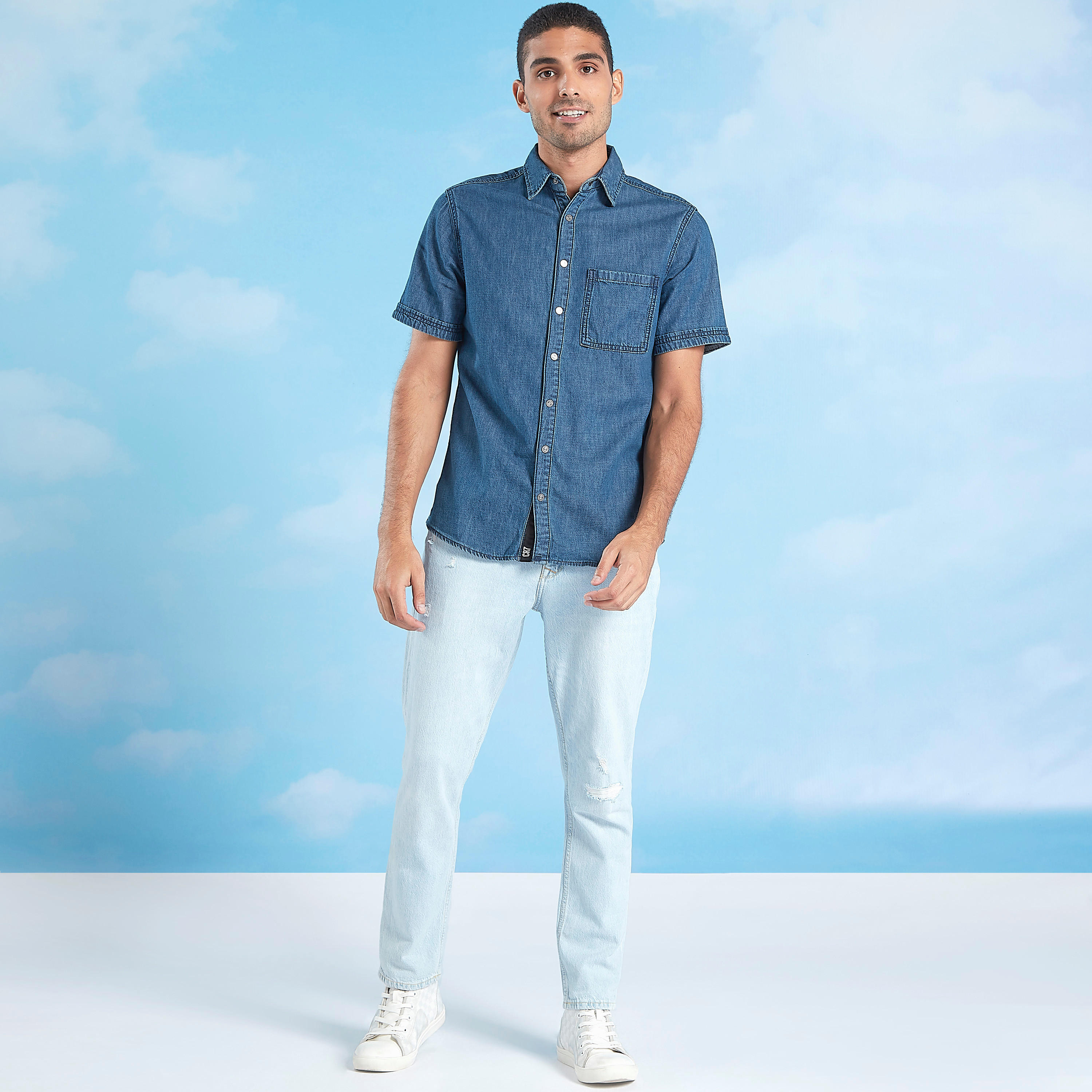 بنطلون جينز سادة بقصّة سليم وجيوب من لي كوبر-men-clothing-bottoms-jeans-image-3
