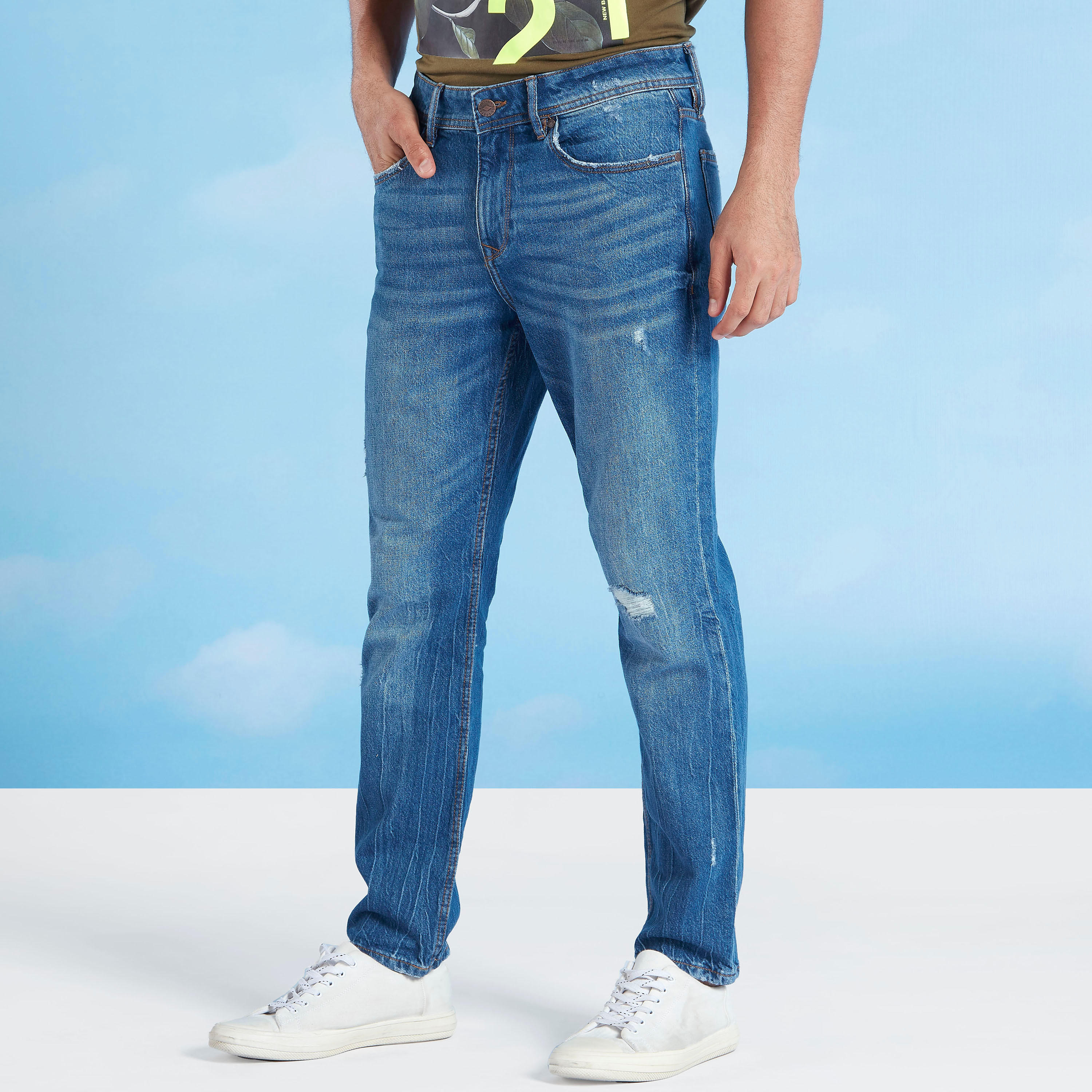 Lee Cooper Slim Fit Full Length Solid Low-Rise Jeans with Pockets-men-clothing-bottoms-jeans-image-1