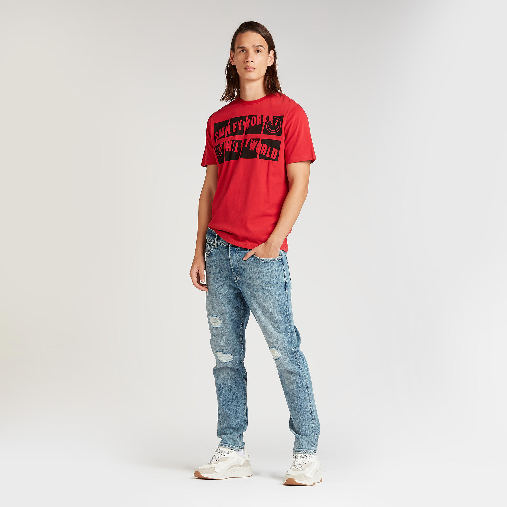 بنطلون جينز سليم ممزّق بخصر منخفض وتفاصيل جيوب من لي كوبر-men-clothing-bottoms-jeans-image-2