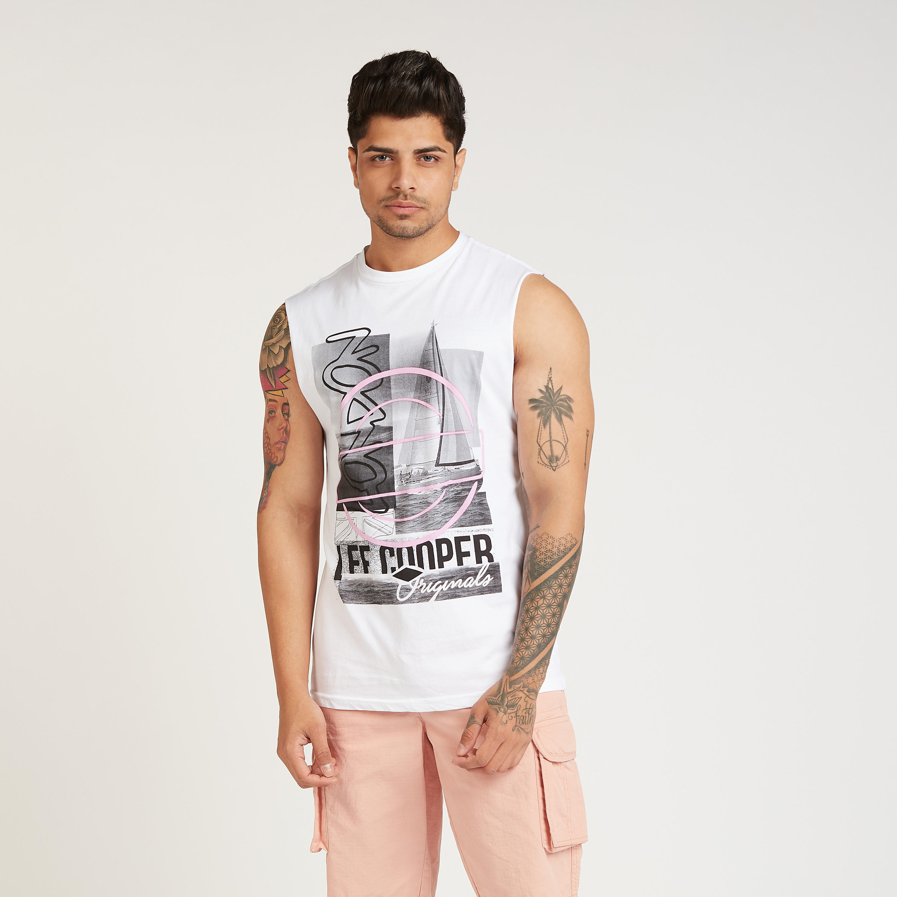 Lee Cooper Printed Sleeveless T-shirt with Crew Neck-men-clothing-tshirtsandpolos-tshirts-image-1