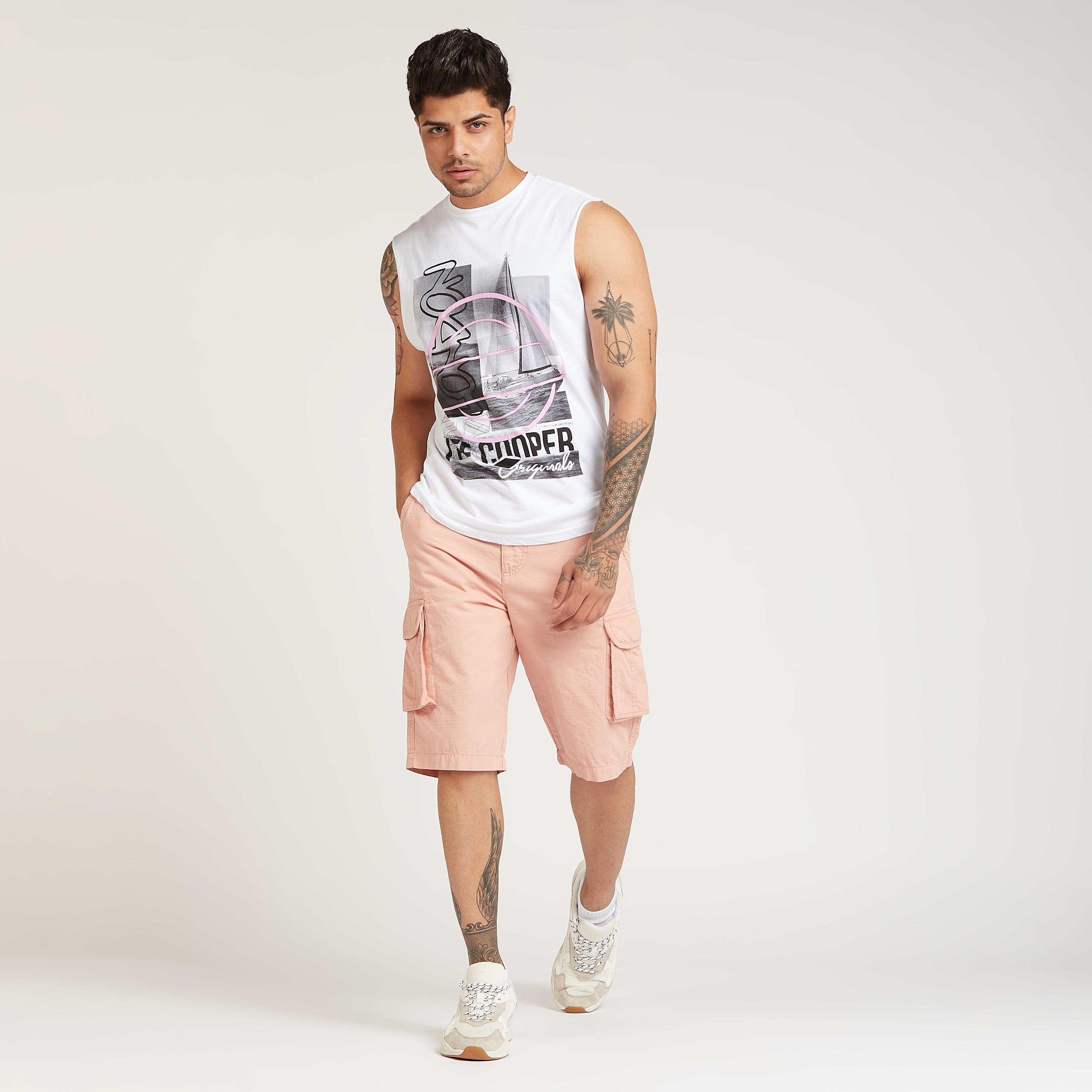 Lee Cooper Printed Sleeveless T-shirt with Crew Neck-men-clothing-tshirtsandpolos-tshirts-image-2