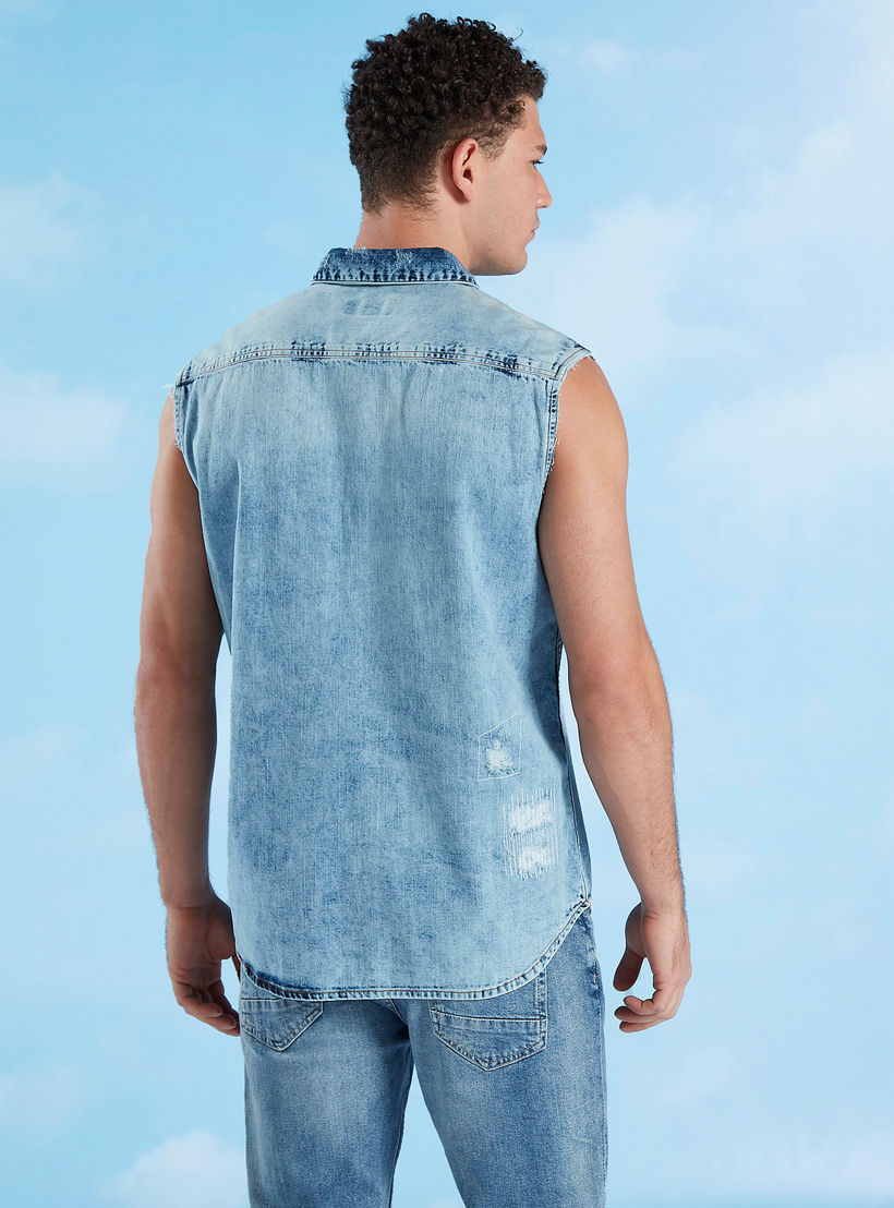 Lee Cooper Denim Sleeveless Jacket with Flap Pockets-men-clothing-jacketsandblazers-jackets-image-5