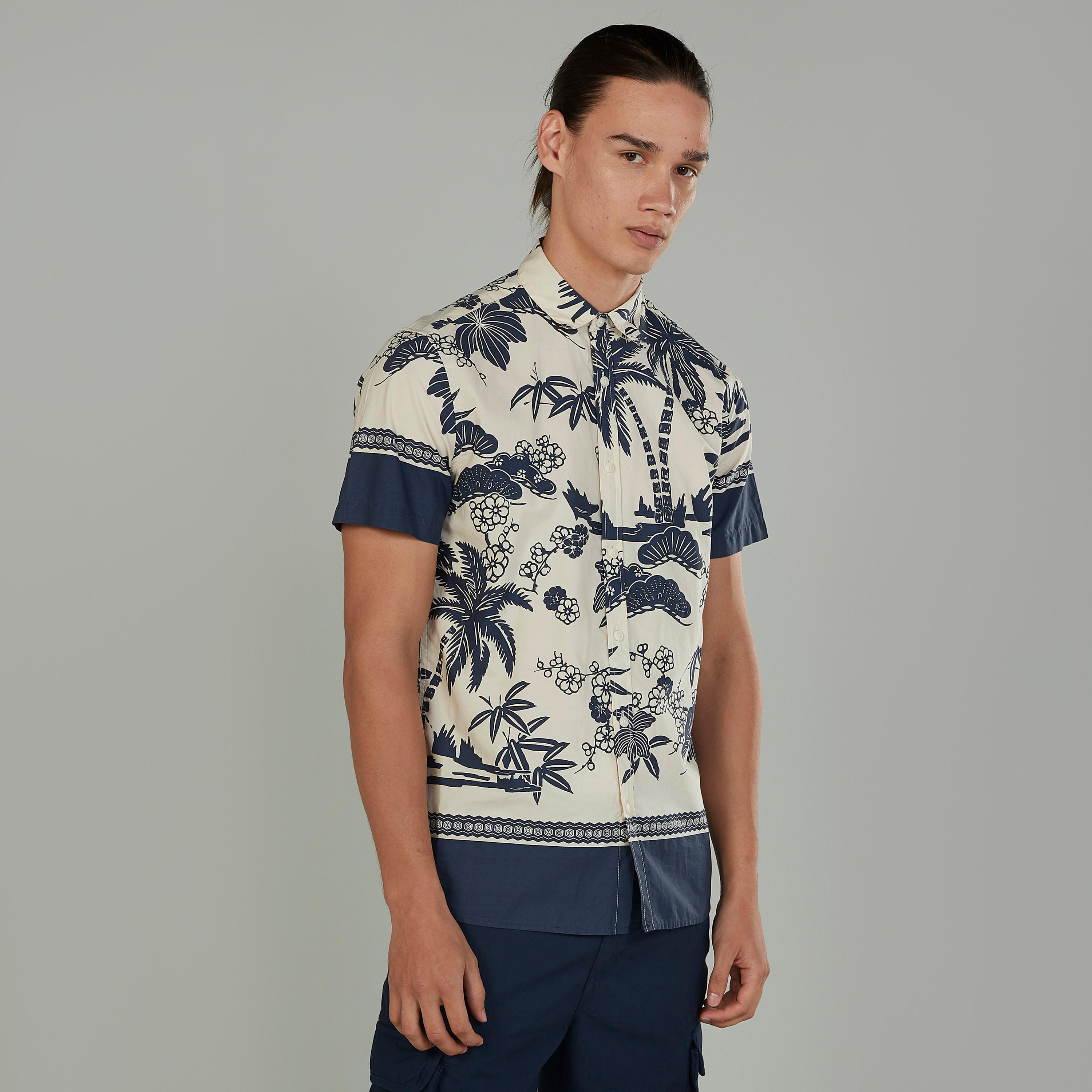 Lee Cooper Printed Shirt with Short Sleeves and Spread Collar-men-clothing-shirts-image-1
