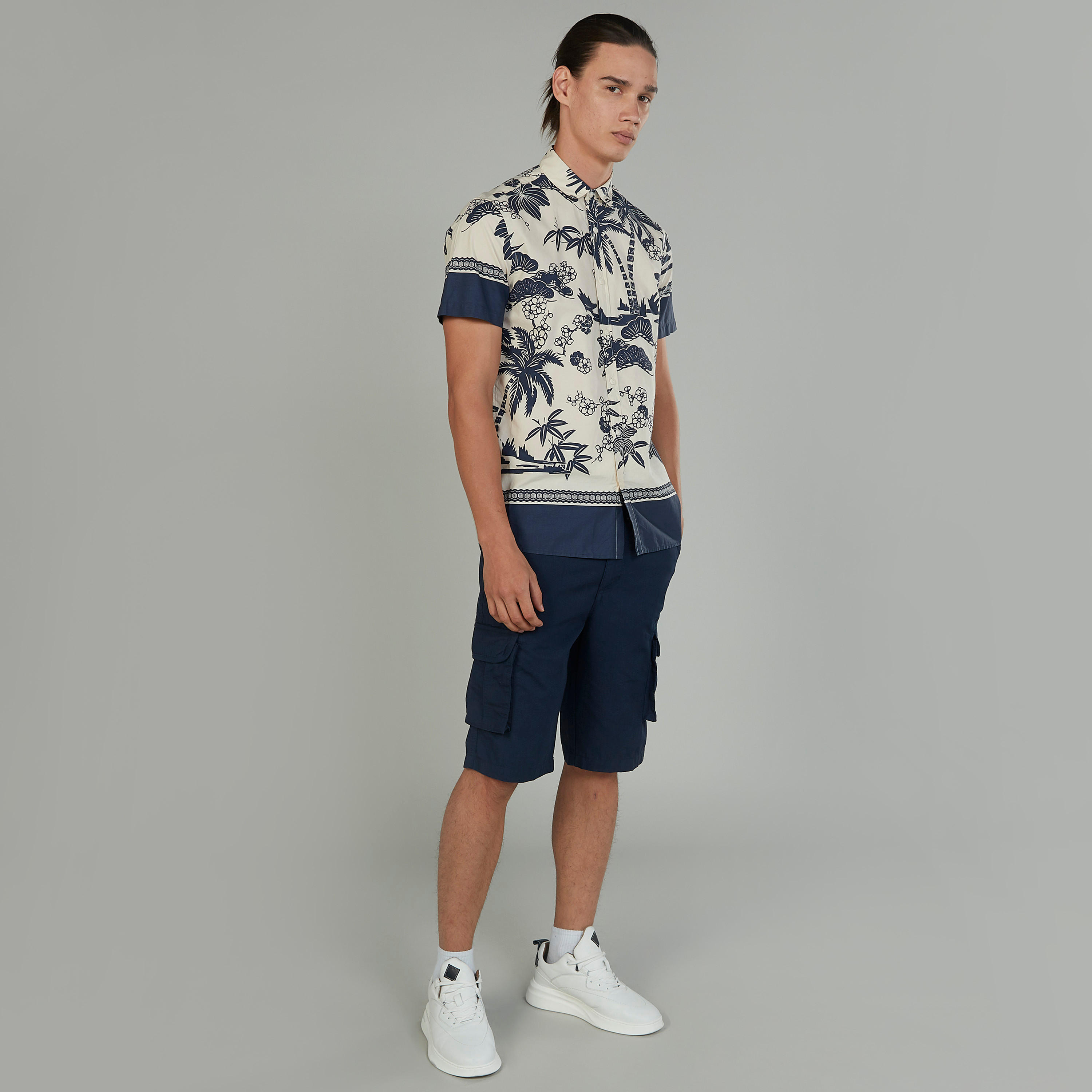 Lee Cooper Printed Shirt with Short Sleeves and Spread Collar-men-clothing-shirts-image-2