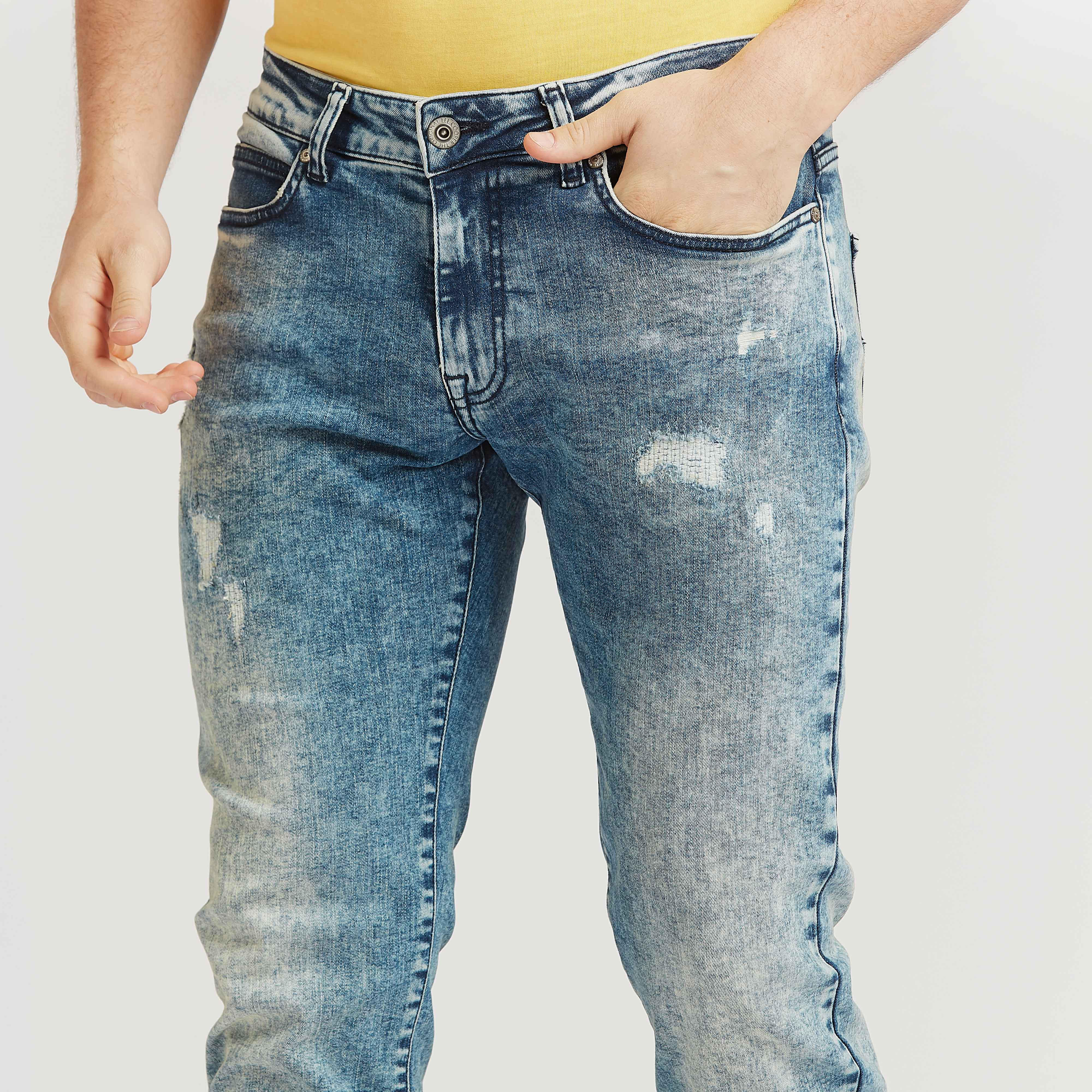 بنطلون جينز سادة بقصّة سليم وجيوب من لي كوبر-men-clothing-bottoms-jeans-image-3