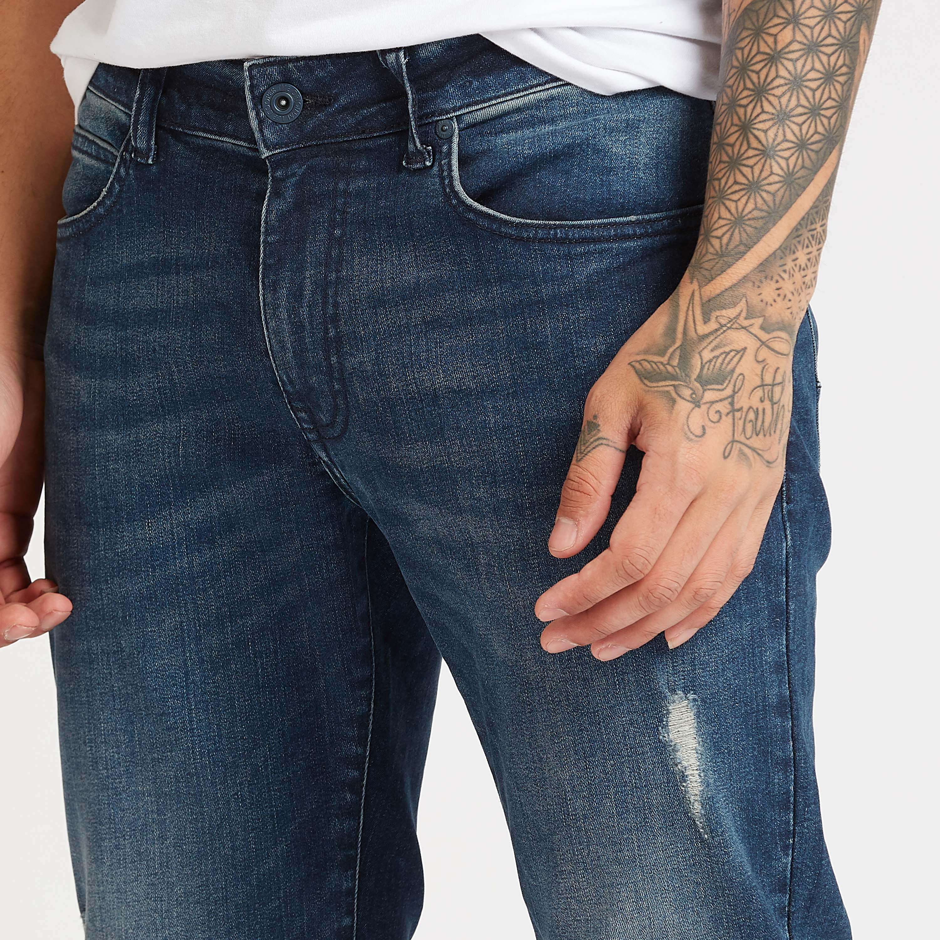 بنطلون جينز سليم ممزّق بخصر منخفض وتفاصيل جيوب من لي كوبر-men-clothing-bottoms-jeans-image-3