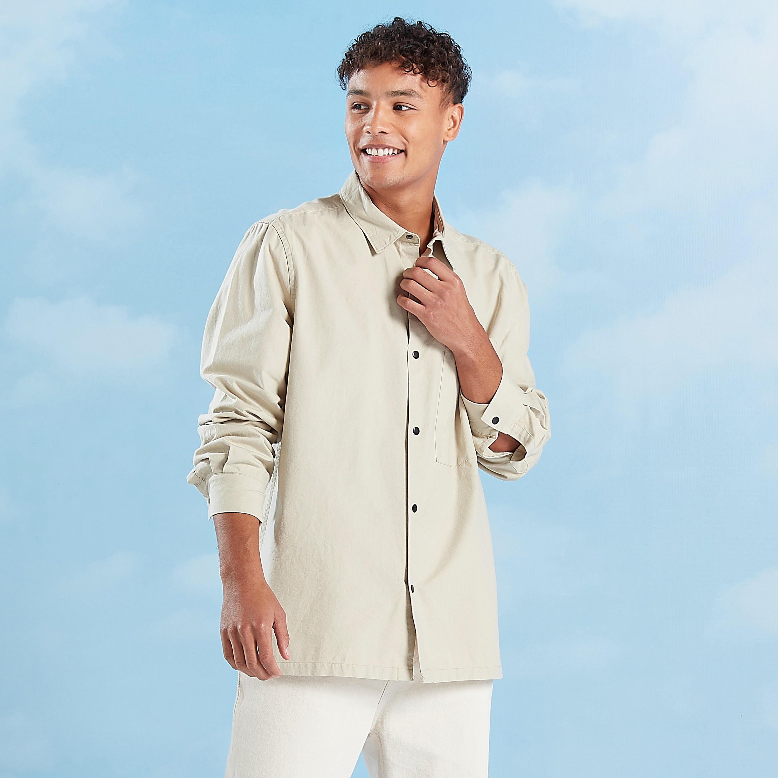 قميص سادة مخطط بأكمام طويلة وجيب على الصدر من لي كوبر-men-clothing-shirts-image-4