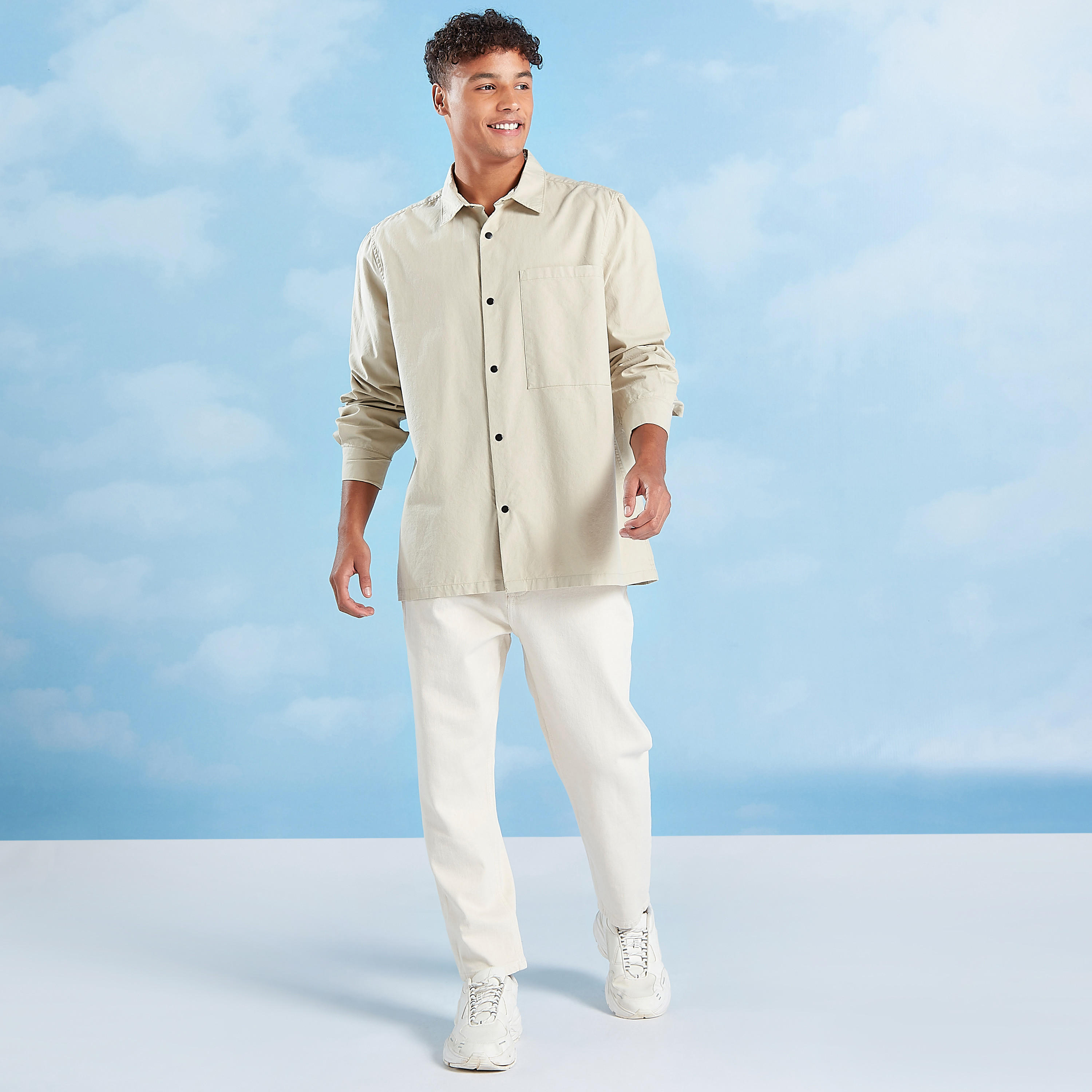 Lee Cooper Solid Shirt with Long Sleeves and Chest Pocket-men-clothing-shirts-image-2