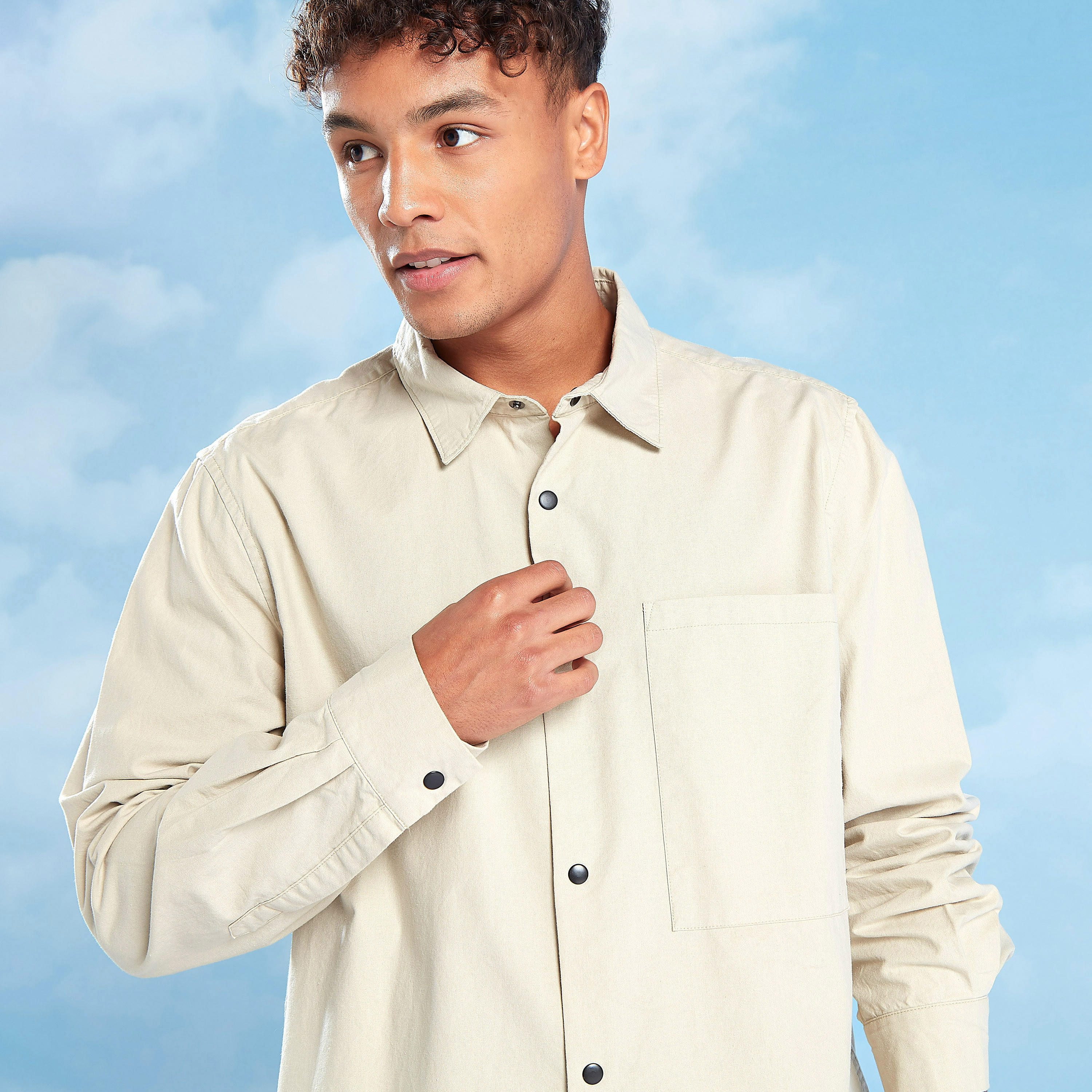 قميص سادة مخطط بأكمام طويلة وجيب على الصدر من لي كوبر-men-clothing-shirts-image-2