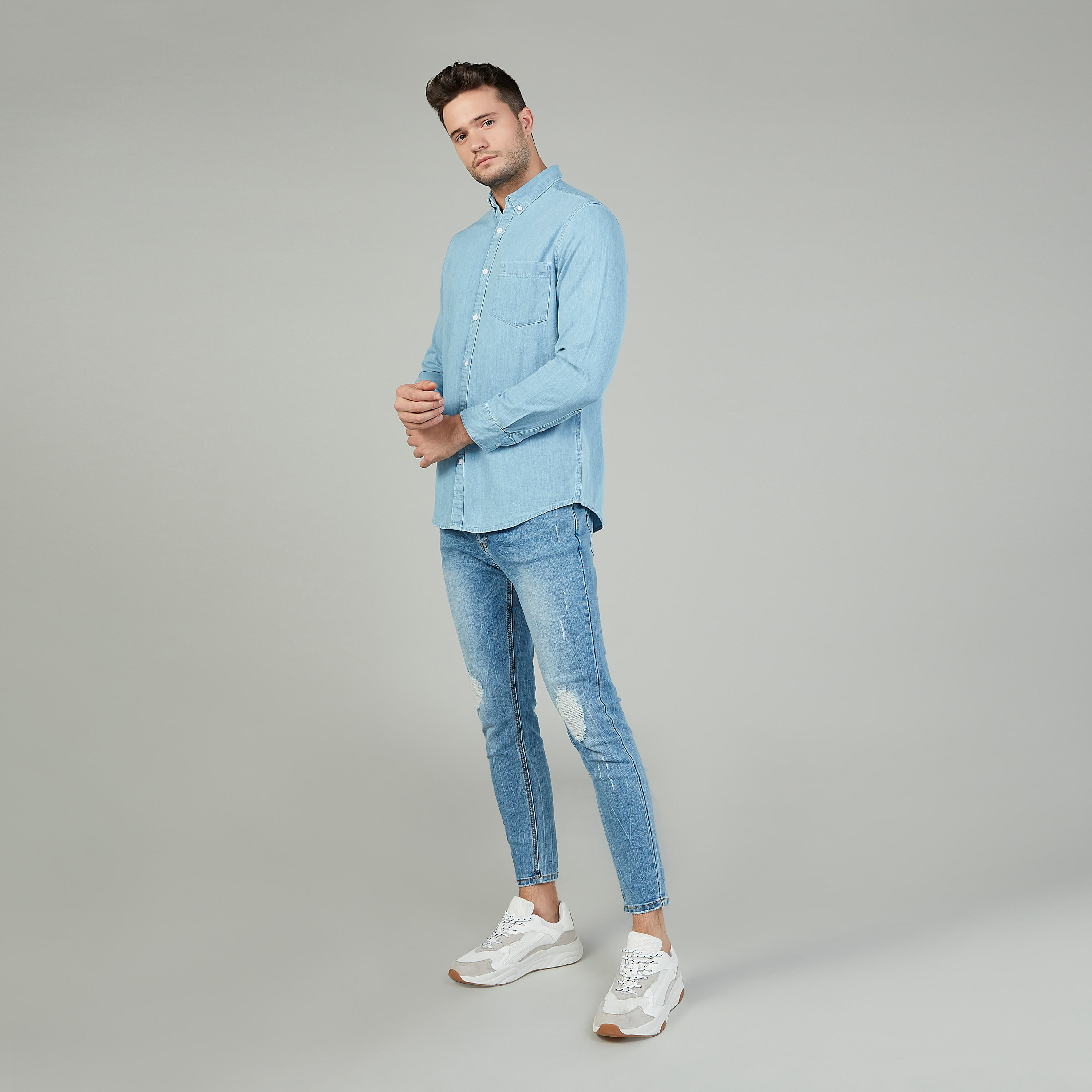 Lee Cooper Textured Shirt with Spread Collar and Long Sleeves-men-clothing-shirts-image-7