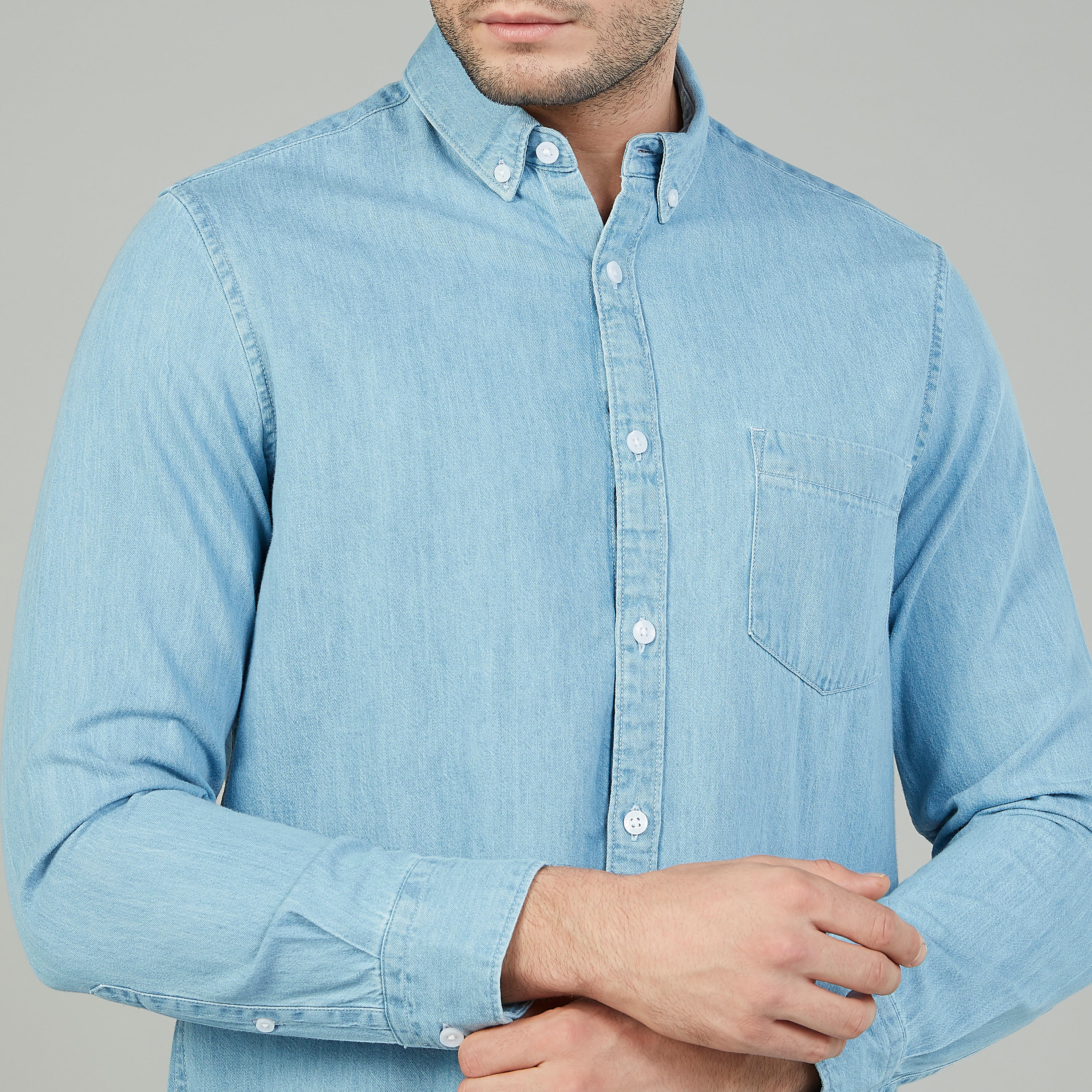 Lee Cooper Textured Shirt with Spread Collar and Long Sleeves-men-clothing-shirts-image-8